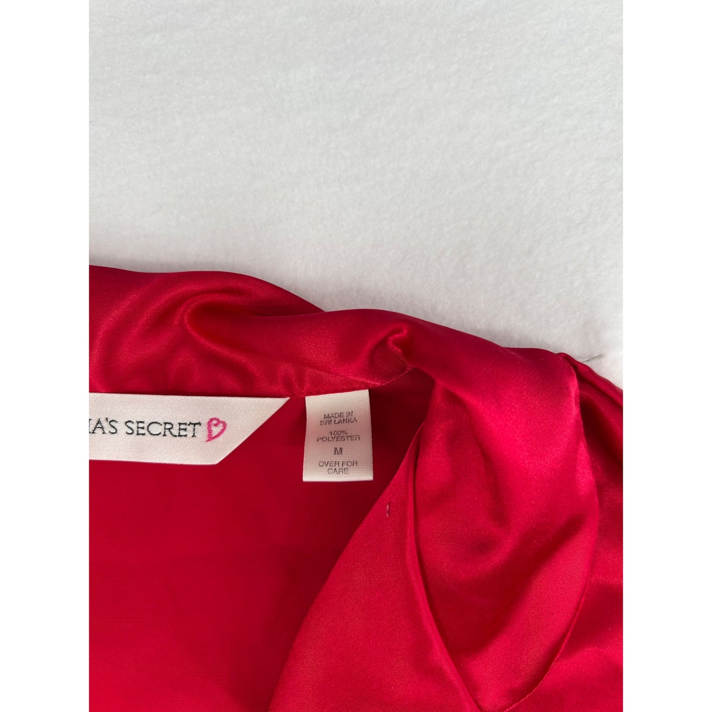 Victorias Secret Red Satin Pajama Set With Embroidered Pocket Detail #6651