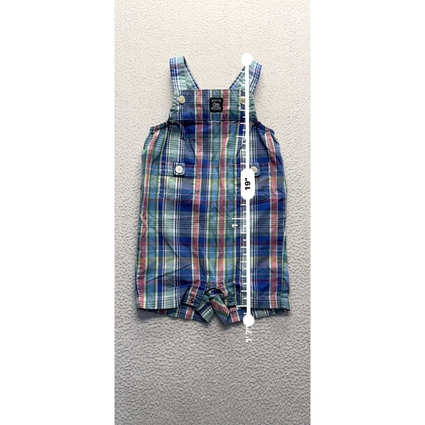 Chaps Plaid Overalls Size 3M Multicolor Cotton Blend Snap Closure #9208