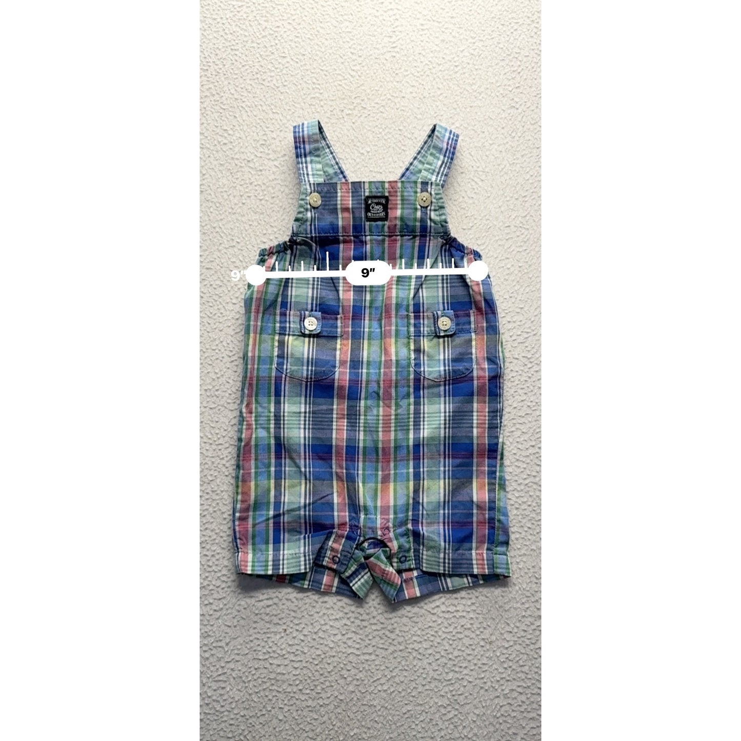 Chaps Plaid Overalls Size 3M Multicolor Cotton Blend Snap Closure #9208