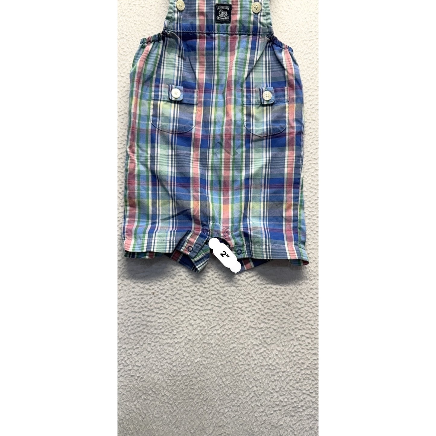 Chaps Plaid Overalls Size 3M Multicolor Cotton Blend Snap Closure #9208