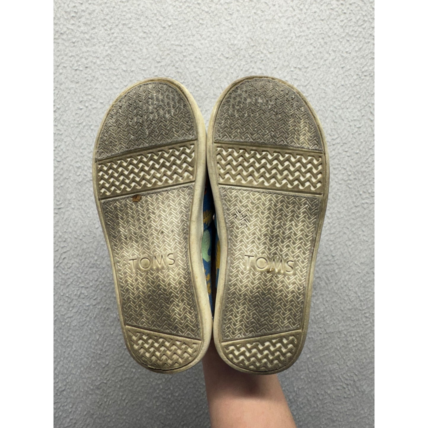 Toms Kids Blue Dinosaur Print Slip On Casual Shoes #9644