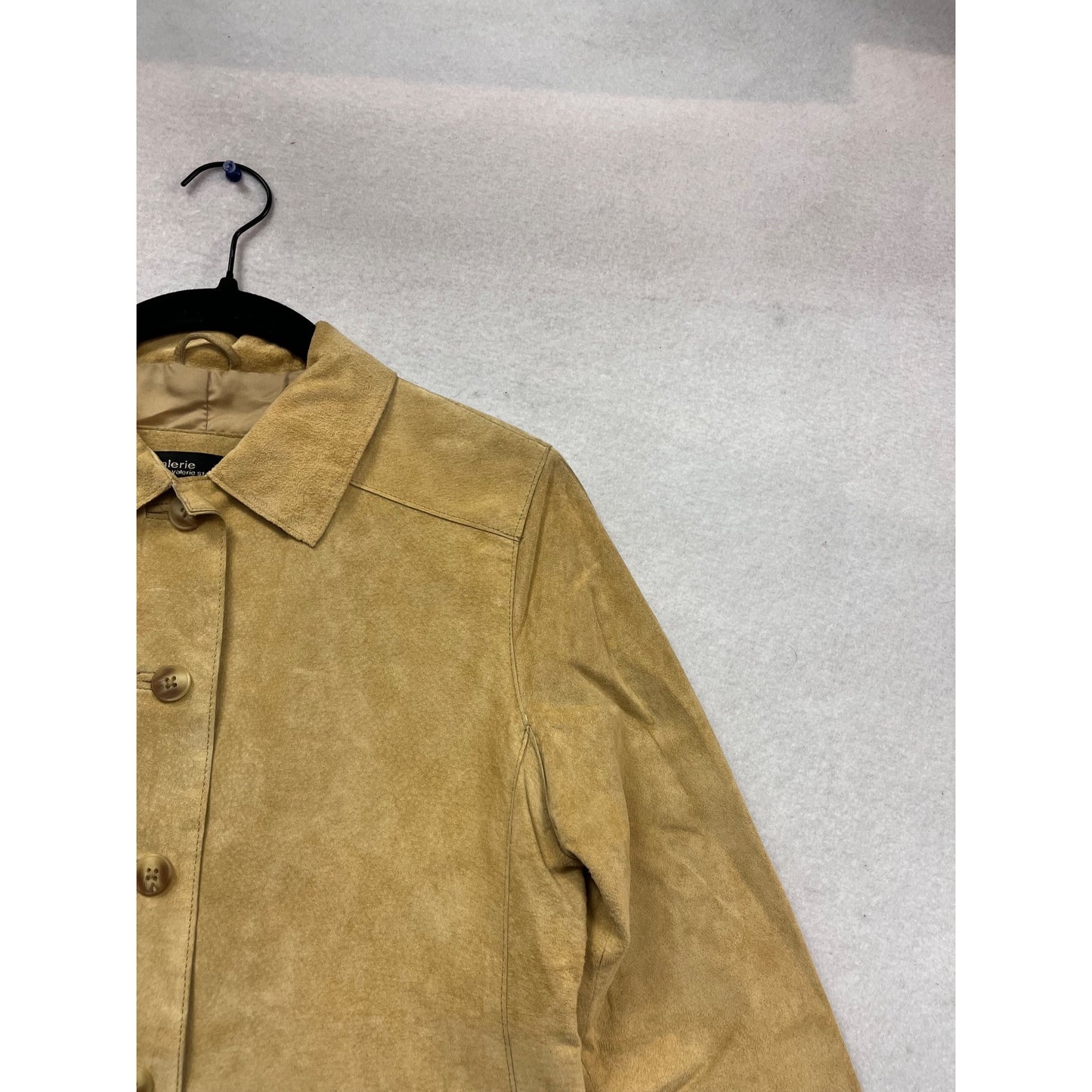 Valerie Stevens Petite Tan Suede Button-Front Jacket Size S #961A