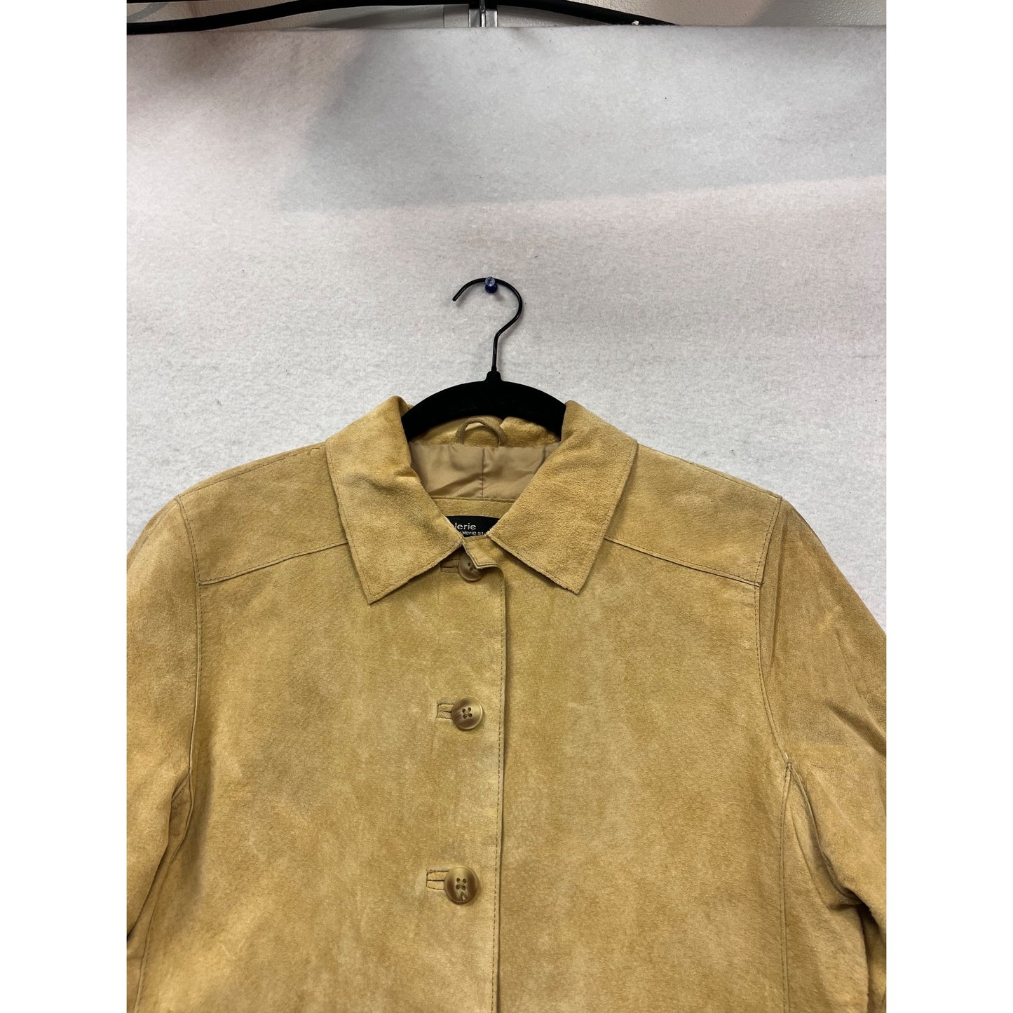 Valerie Stevens Petite Tan Suede Button-Front Jacket Size S #961A