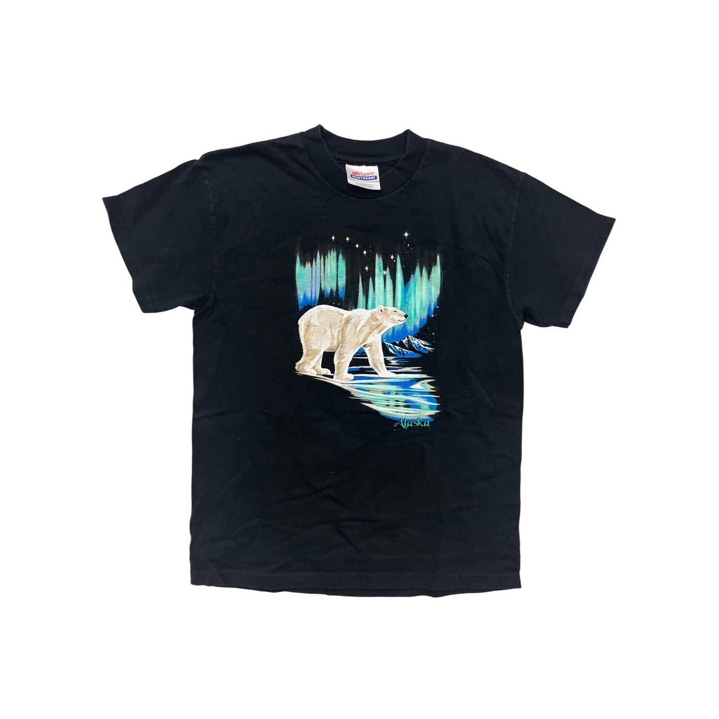 Youth M Hanes Heavyweight Black T-Shirt #212A