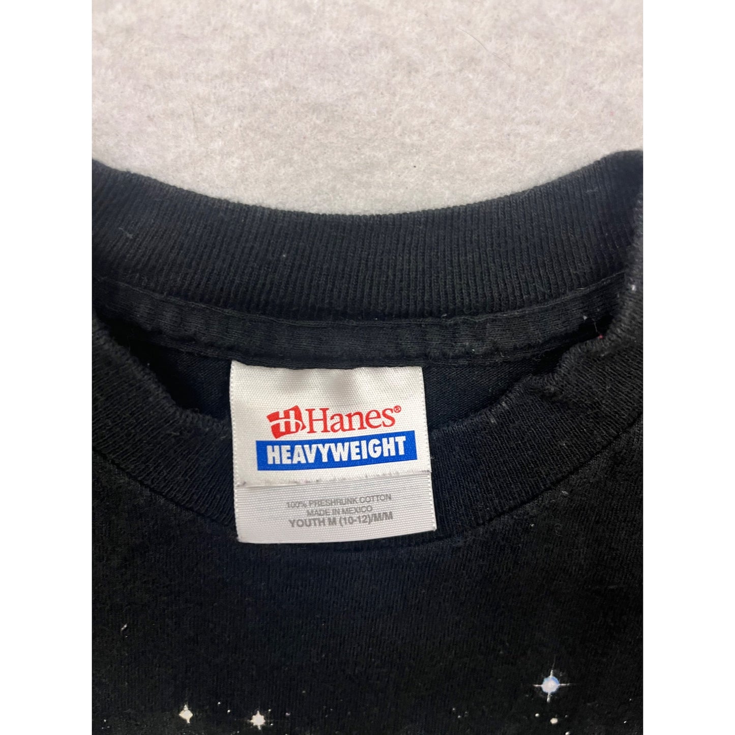 Youth M Hanes Heavyweight Black T-Shirt #212A