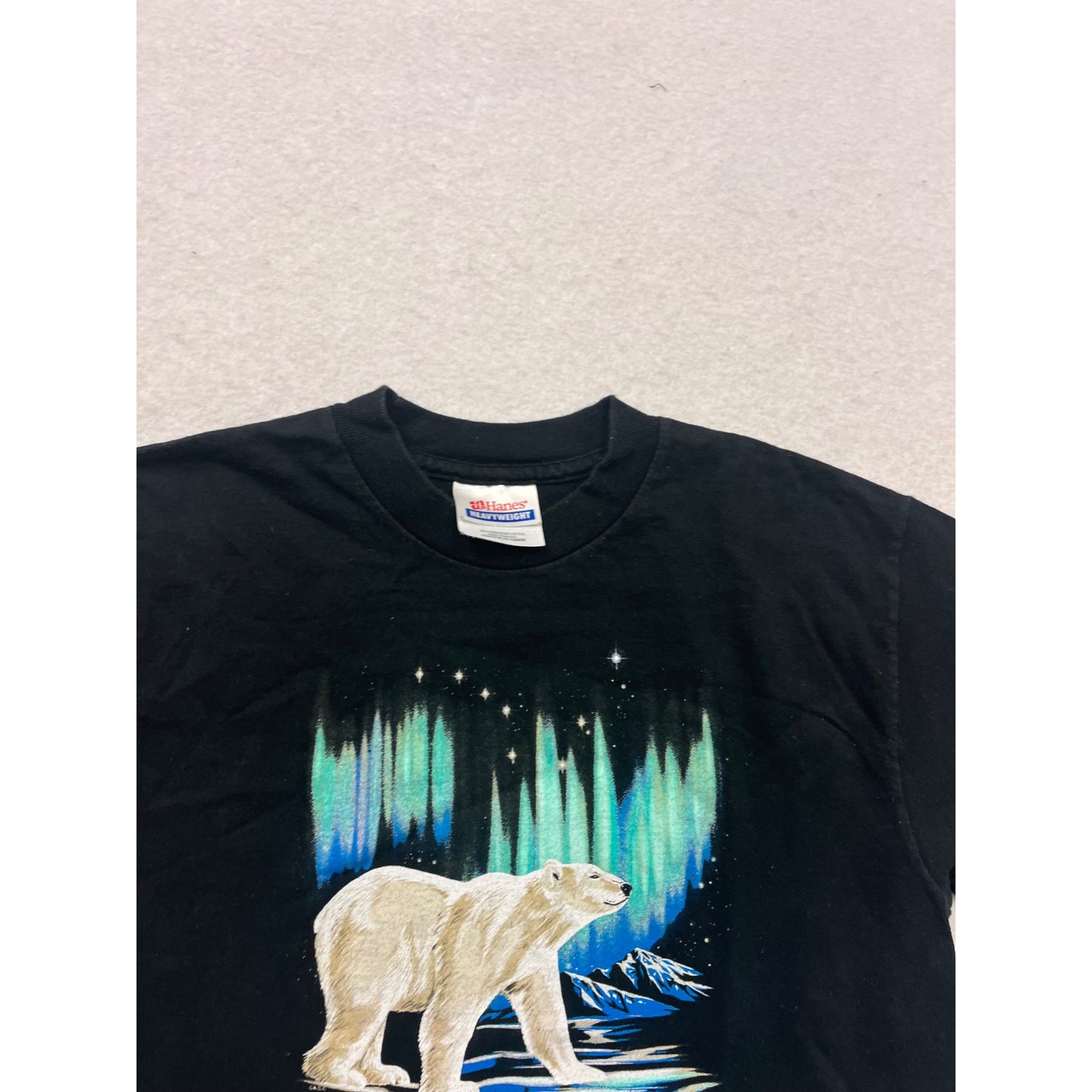 Youth M Hanes Heavyweight Black T-Shirt #212A