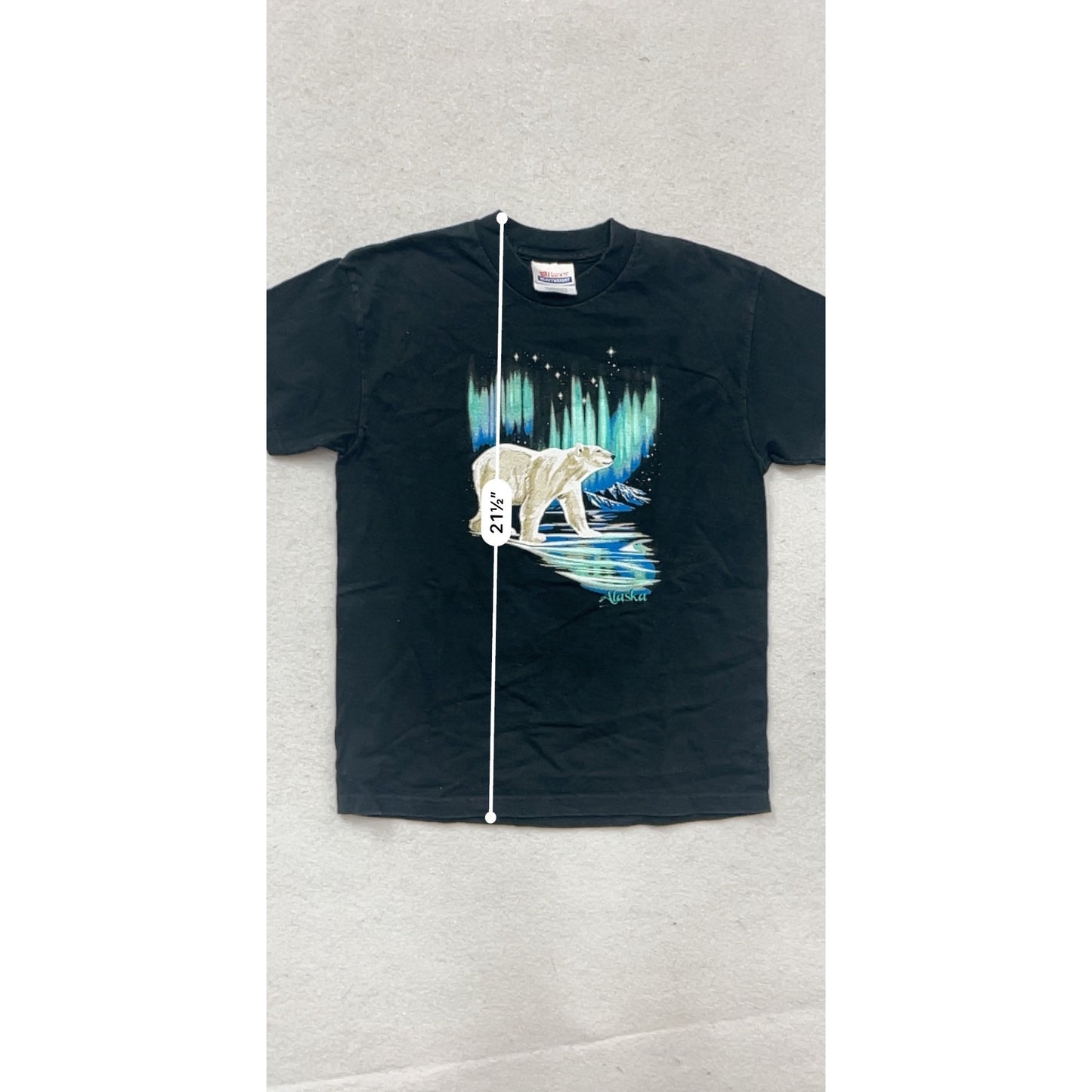 Youth M Hanes Heavyweight Black T-Shirt #212A