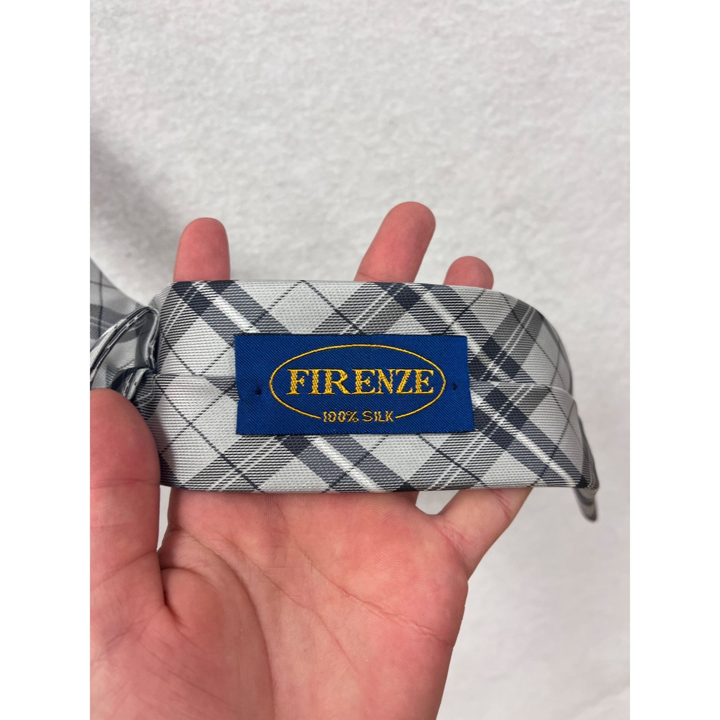 Gray Plaid Firenze Tie 100% Silk #8531