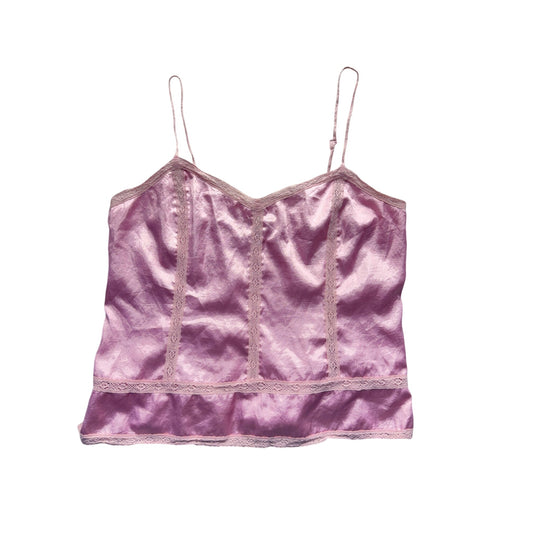 Banana Republic Pink Lace Trim Satin Cami Top Size M #9723