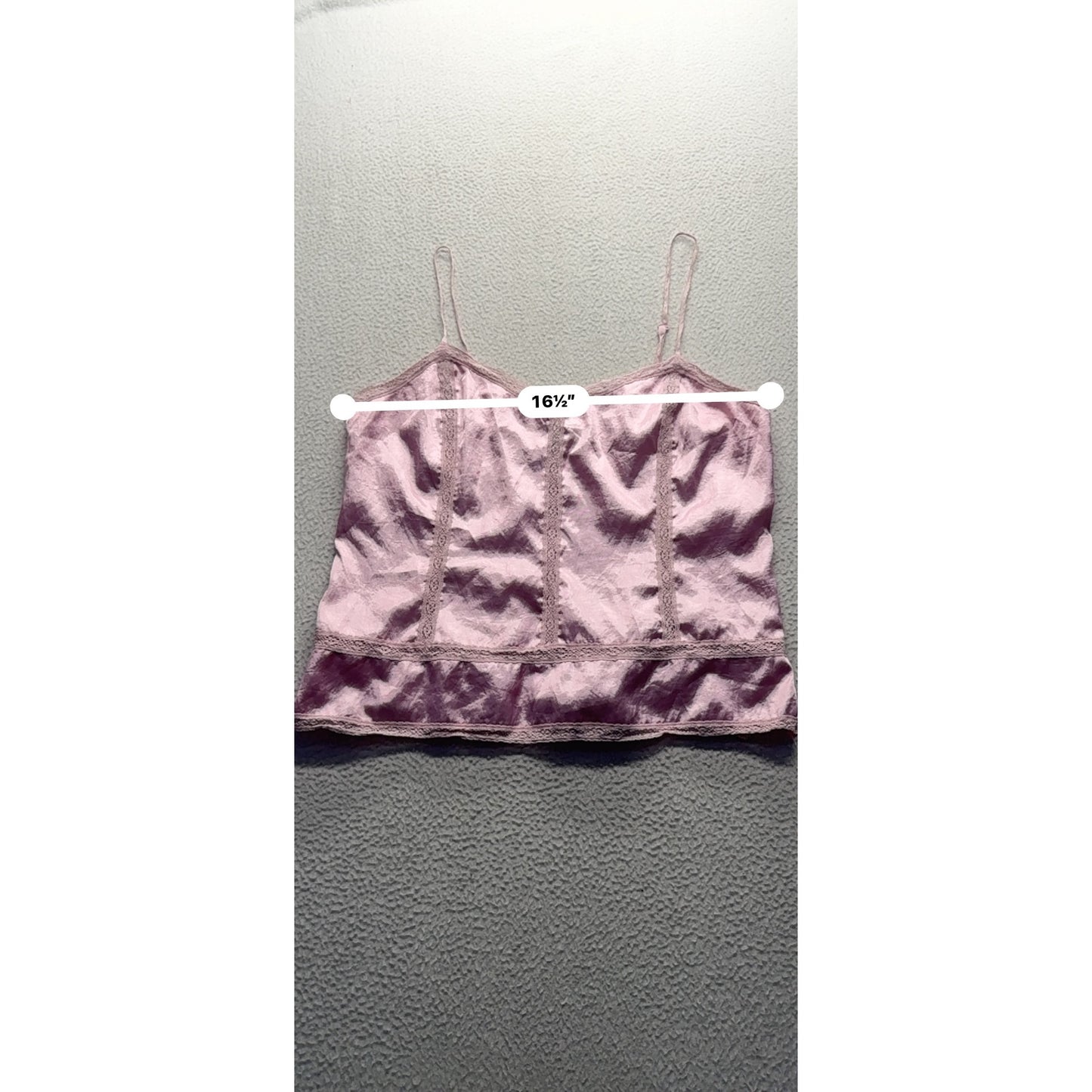 Banana Republic Pink Lace Trim Satin Cami Top Size M #9723