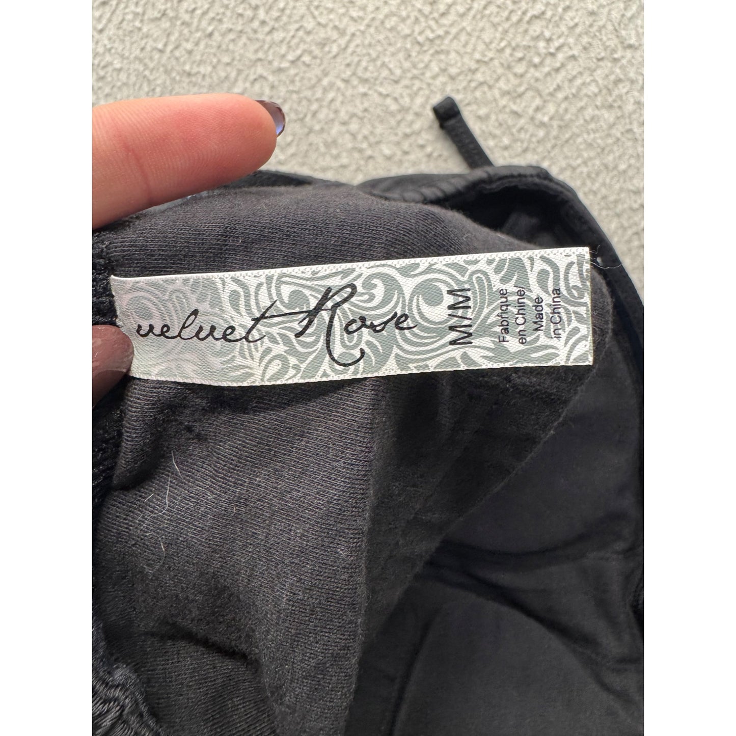 Strapless Black Velvet Rose Dress Pockets & Drawstring Waistline 259B