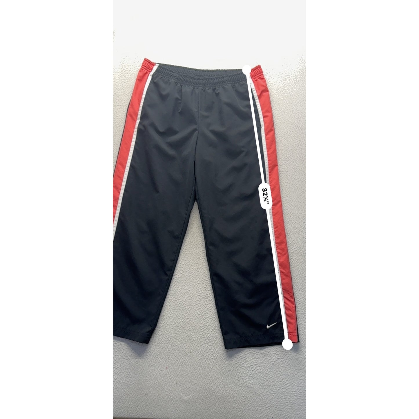 Nike Boys Black & Red Striped Athletic Track Pants Youth Size 8-10 #9925