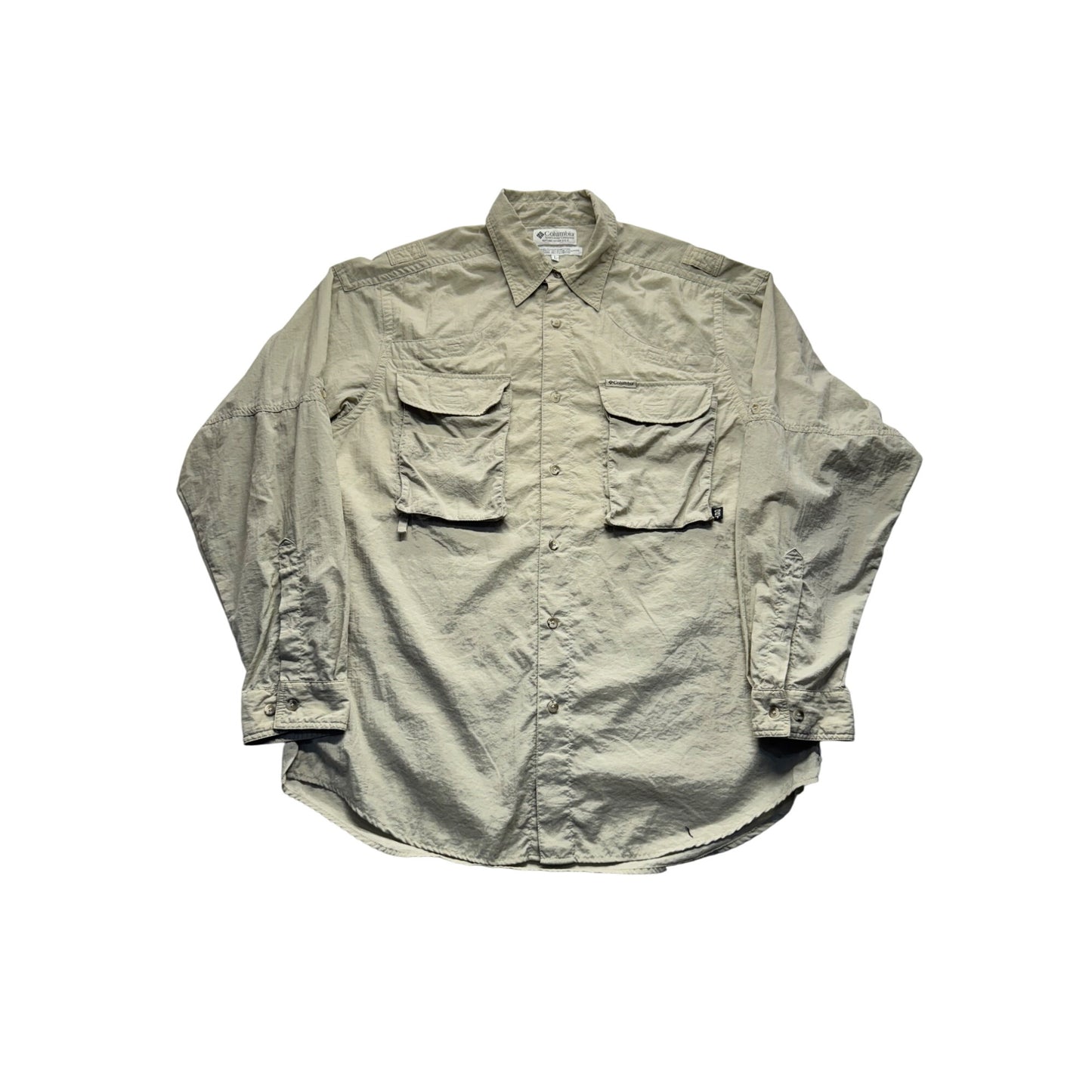 Columbia Sportswear Long Sleeve Beige Button-Up Shirt L #9287