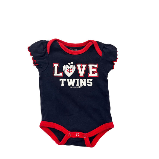 Minnesota Twins Love Baby Romper 0/3M Navy & Red #6464
