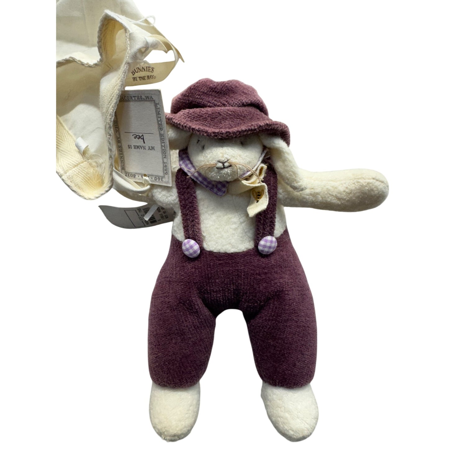 Bunnies By The Bay Sweet Buns Plush Toy In Overalls With Tote Bag New #9873