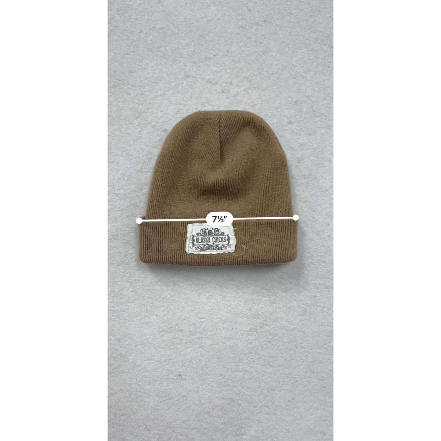 Alaska Chicks Brown Knit Beanie Hat With Logo Patch #31A