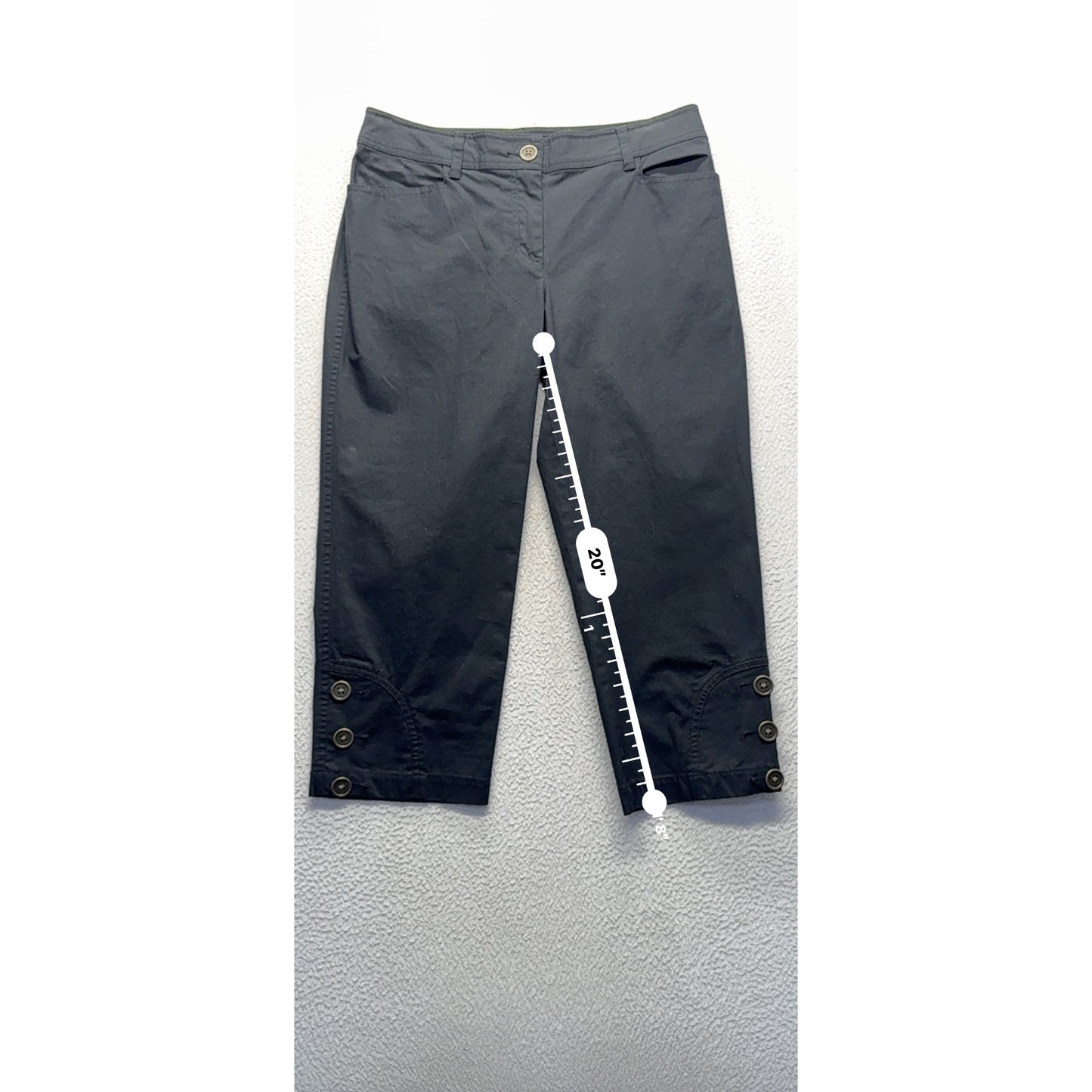 Chicos Black Button-Detail Cropped Pants Size 0 Short #165B