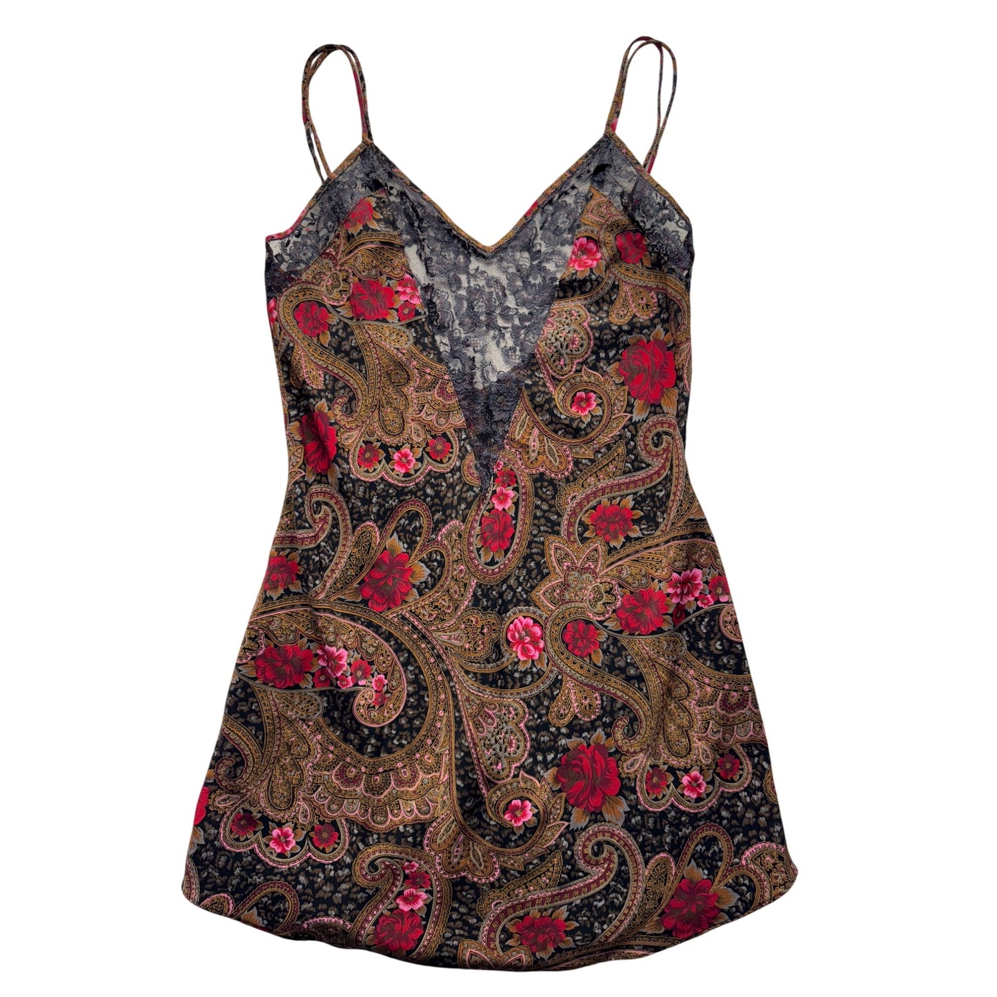 Victorias Secret Paisley Floral Lace Slip Dress With Adjustable Straps Size M #9601