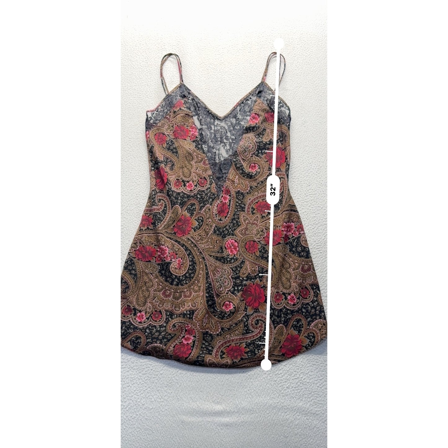 Victorias Secret Paisley Floral Lace Slip Dress With Adjustable Straps Size M #9601