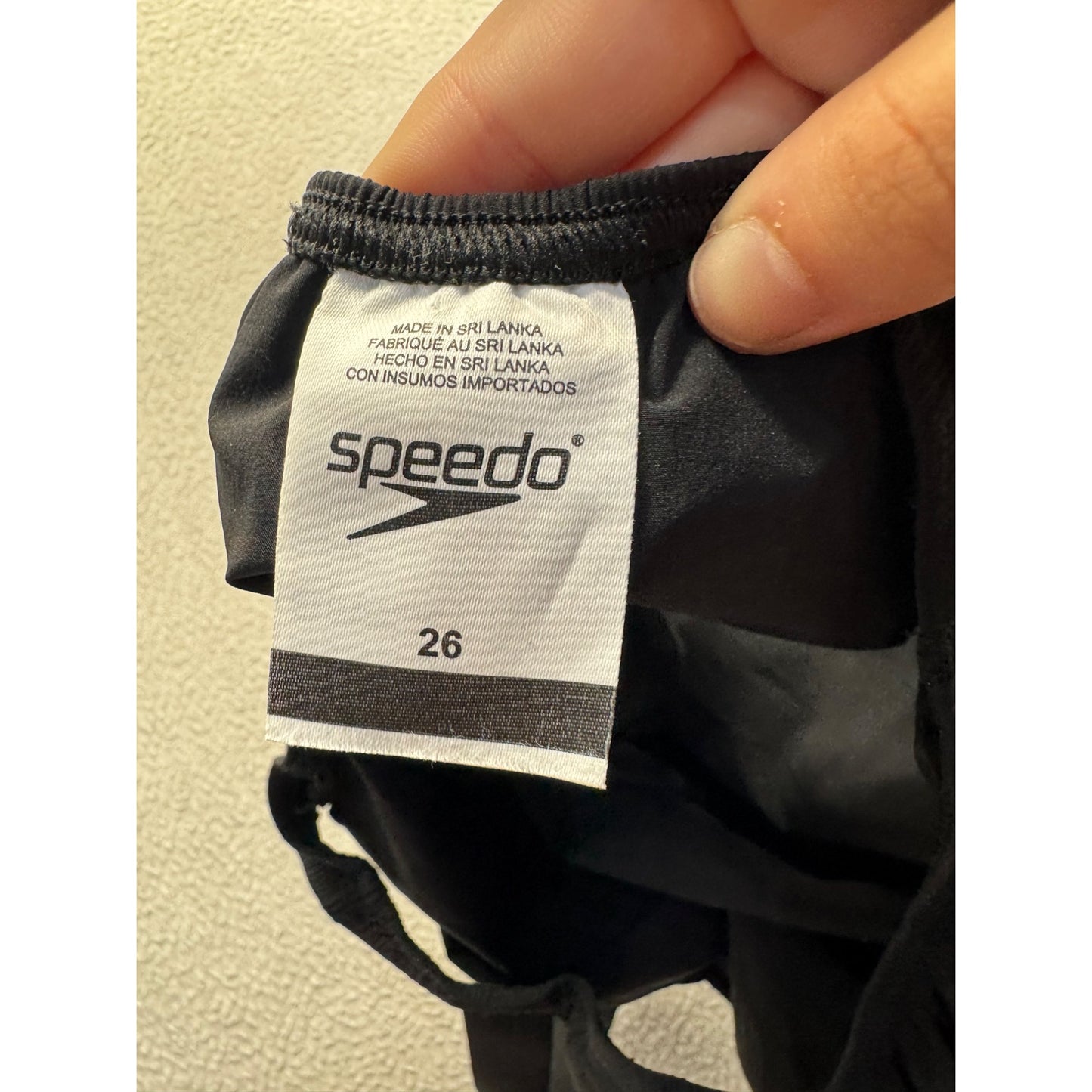 Speedo Black One-Piece Athletic Swimsuit Size 26 Nylon/Elastane Blend #331B