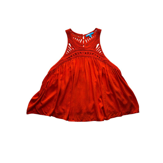 LAmour Nanette Lepore XL Red Sleeveless Crochet Back A-Line Dress 285B