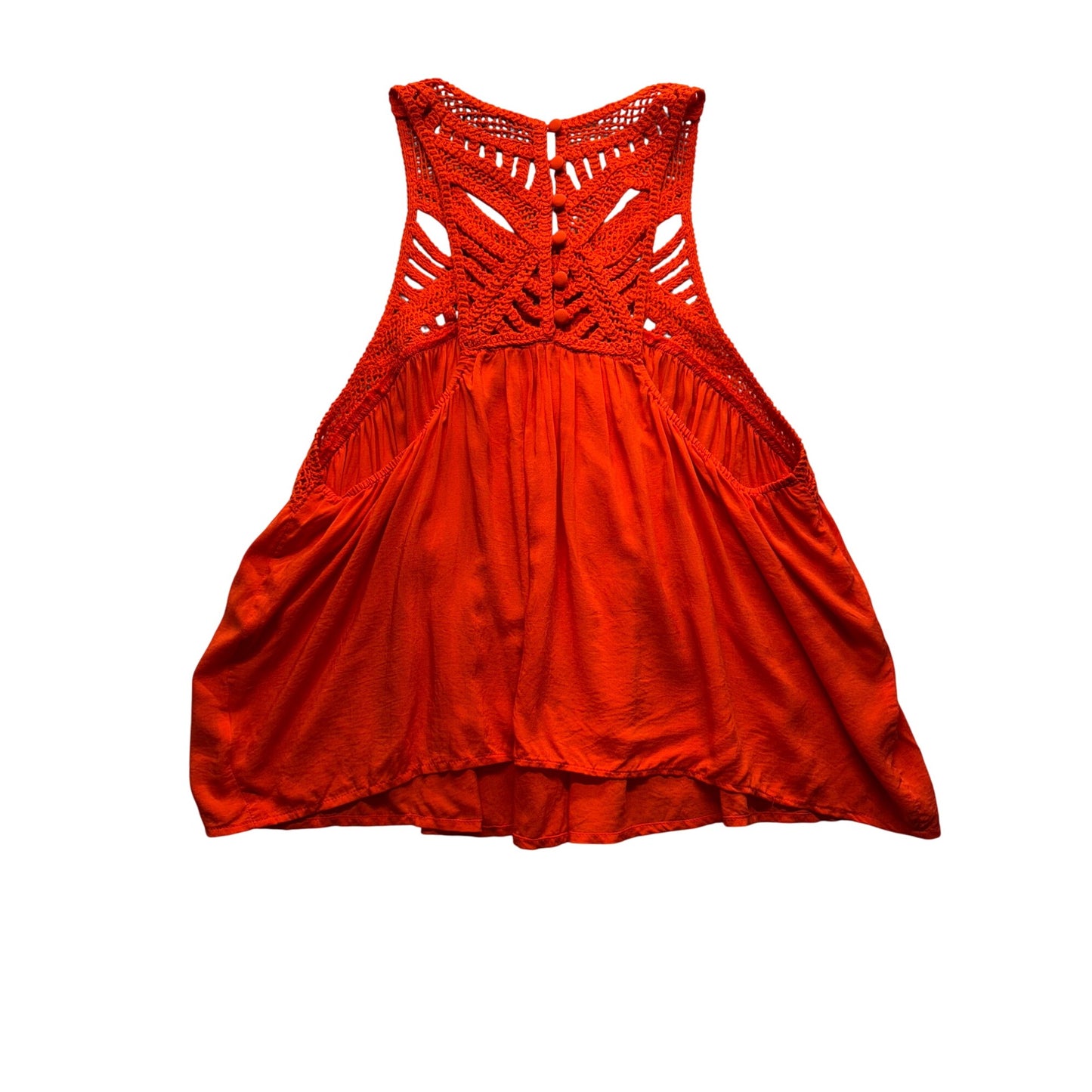 LAmour Nanette Lepore XL Red Sleeveless Crochet Back A-Line Dress 285B