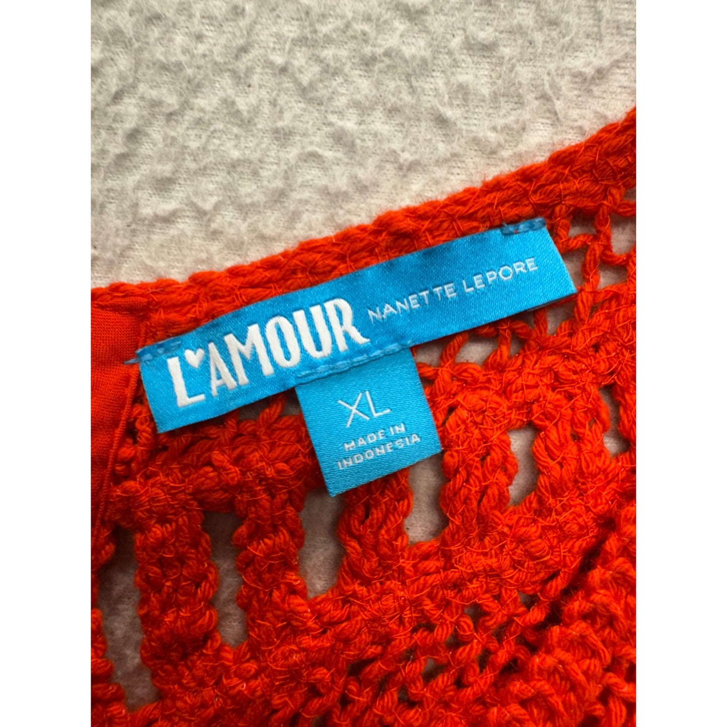 LAmour Nanette Lepore XL Red Sleeveless Crochet Back A-Line Dress 285B