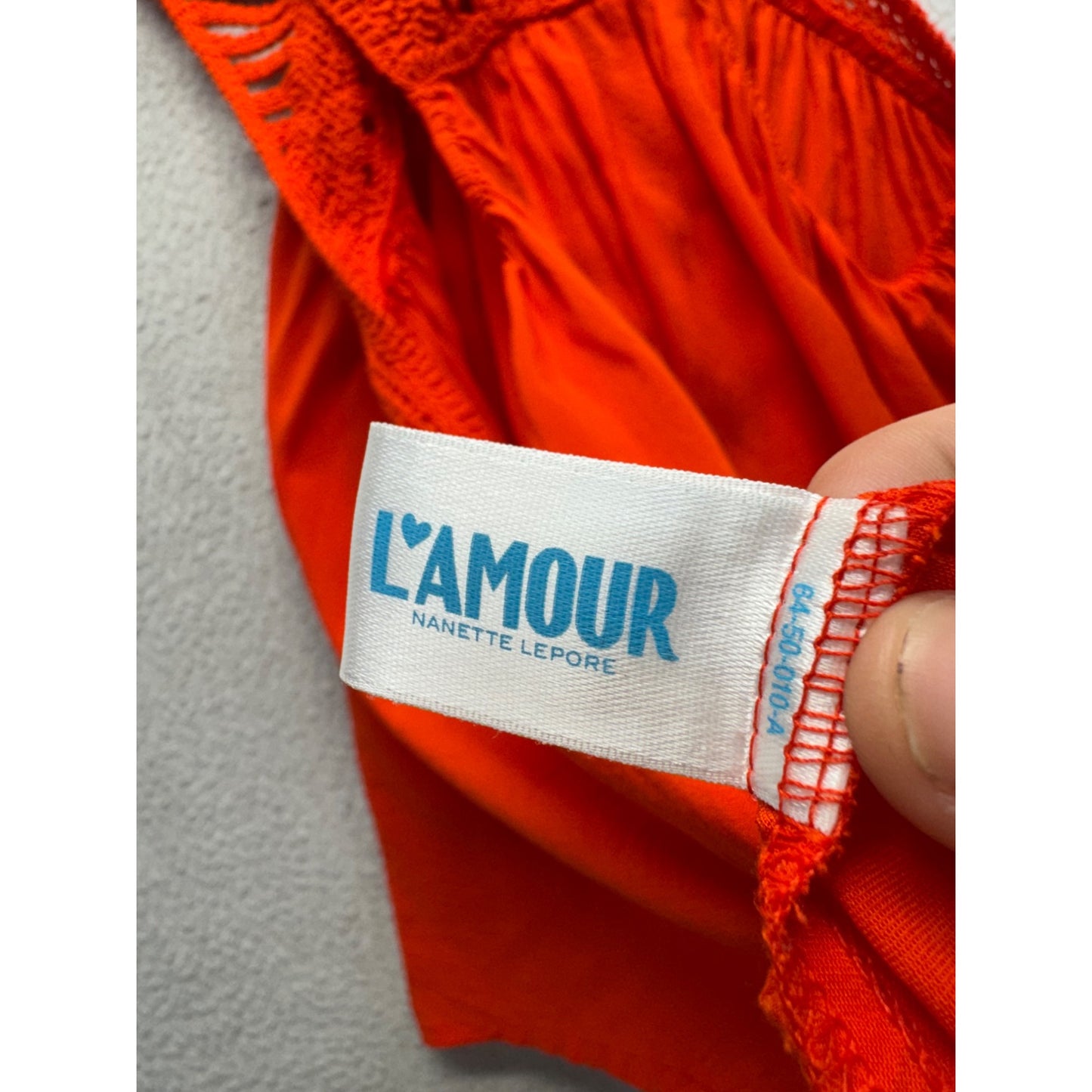 LAmour Nanette Lepore XL Red Sleeveless Crochet Back A-Line Dress 285B