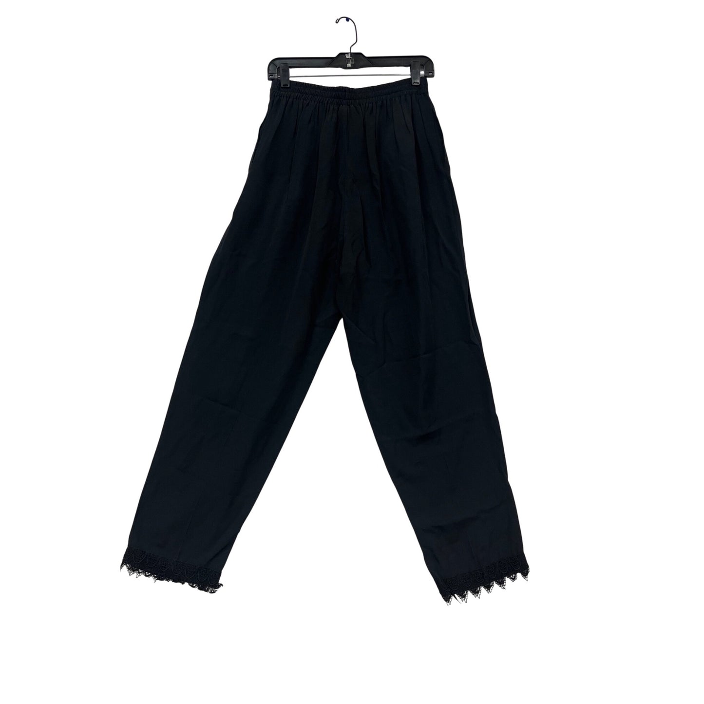 Black Pleated Pants With Lace Hem Size 12 By Rumours #130C