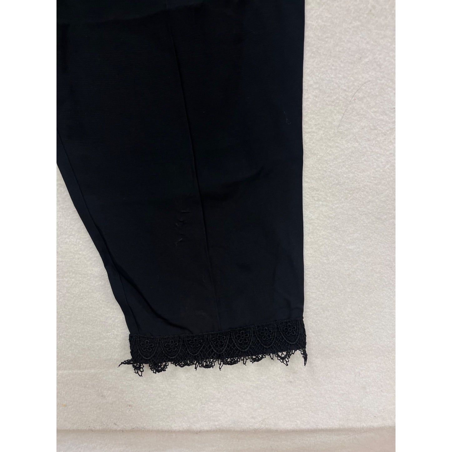 Black Pleated Pants With Lace Hem Size 12 By Rumours #130C