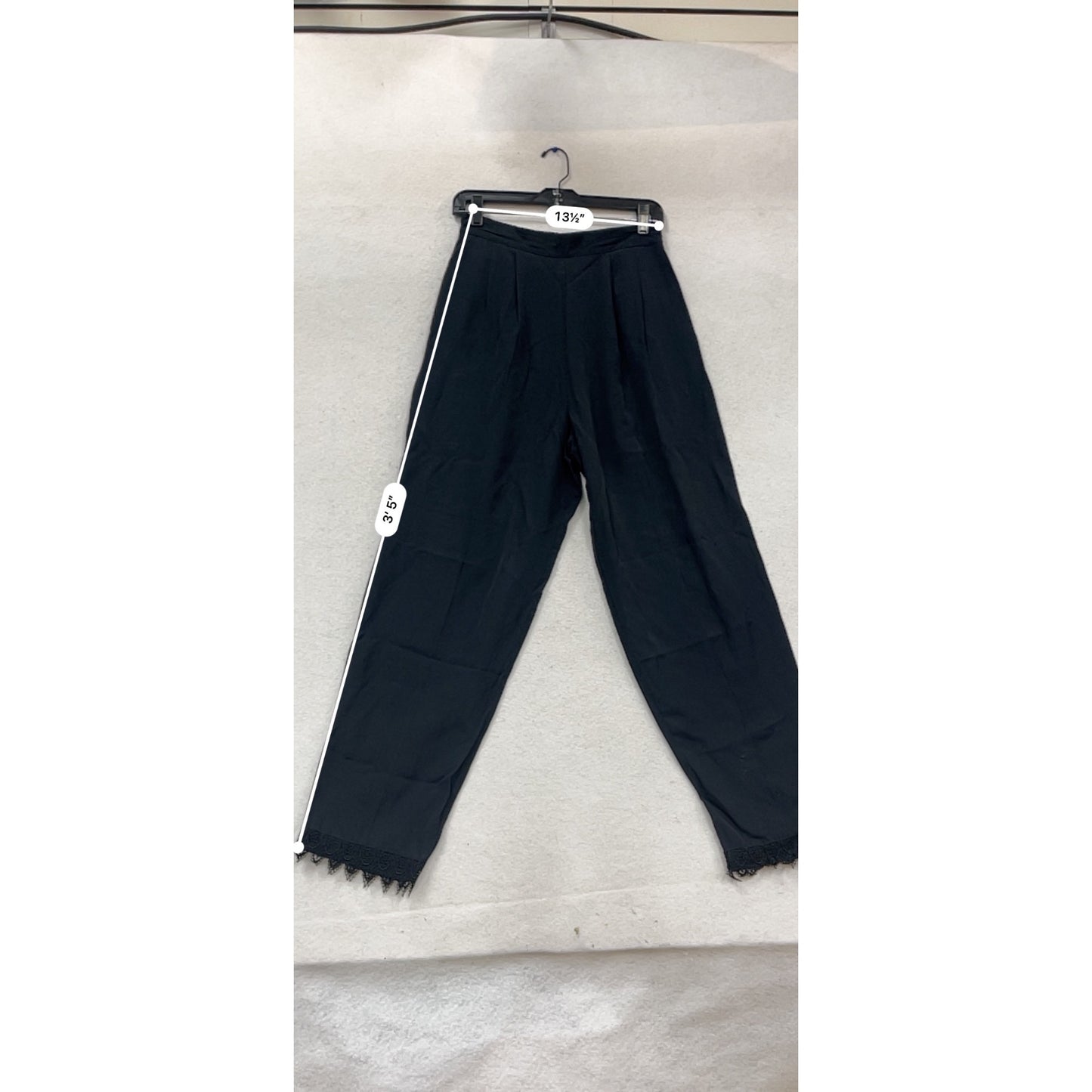 Black Pleated Pants With Lace Hem Size 12 By Rumours #130C