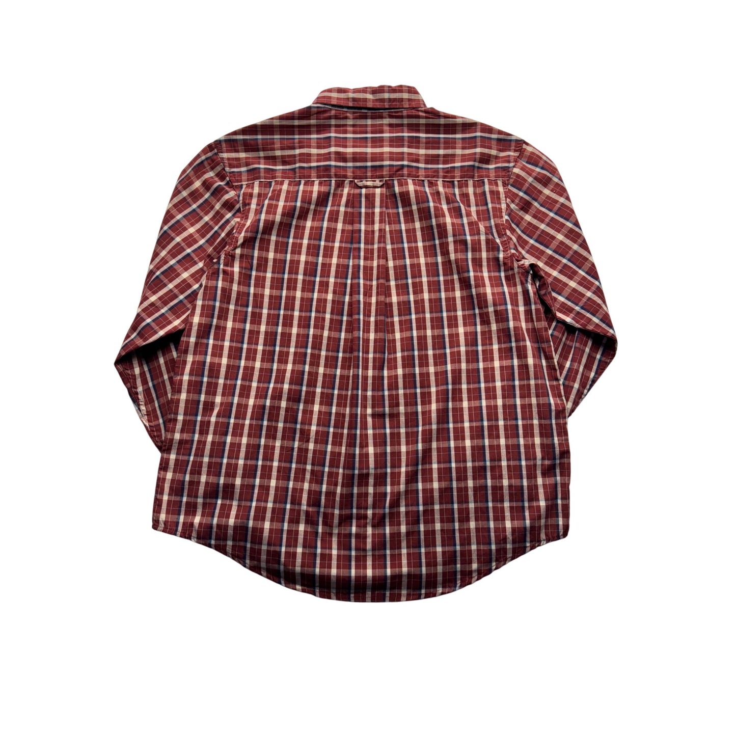 Haggar Red & White Plaid Long Sleeve Button-Up Shirt L #9283