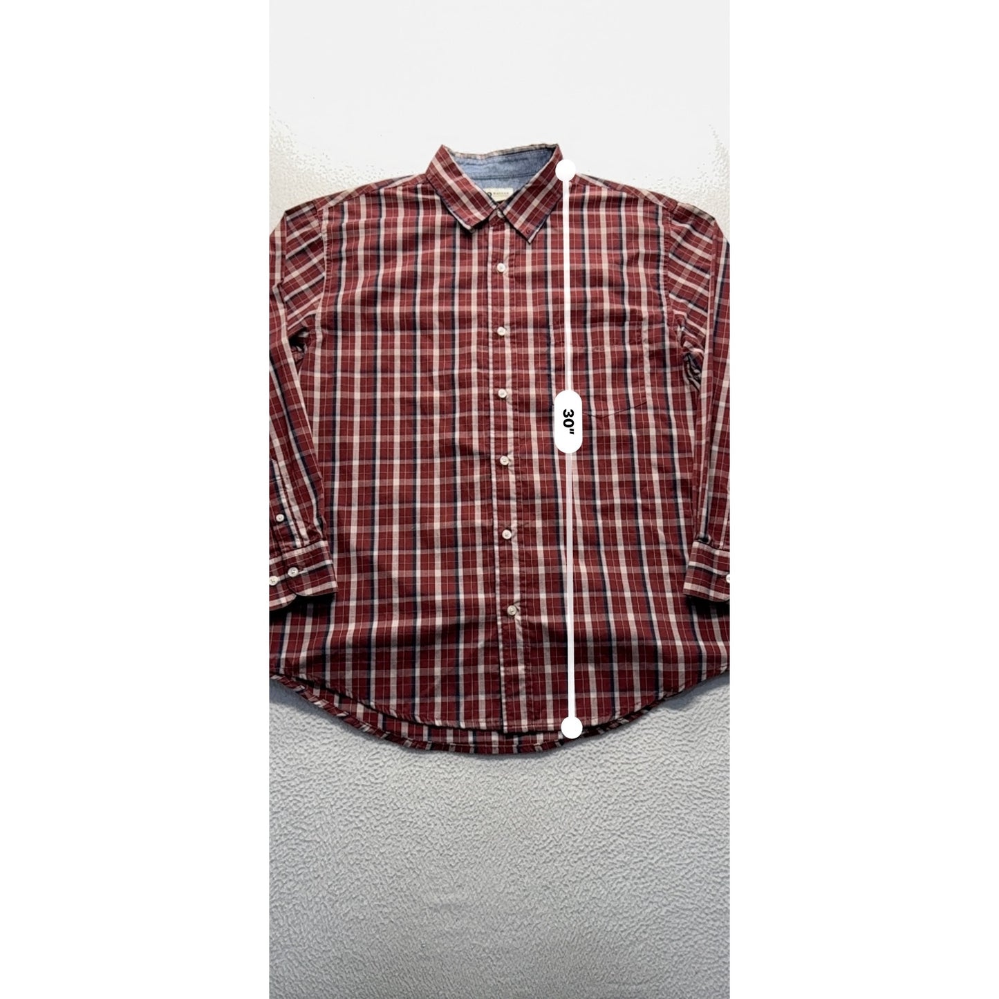 Haggar Red & White Plaid Long Sleeve Button-Up Shirt L #9283