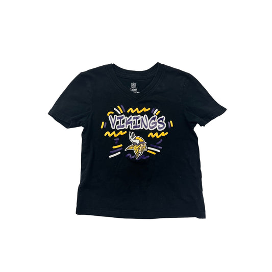 Minnesota Vikings Youth XS 4/5 Black V-Neck Tee NFL Team Apparel #6448