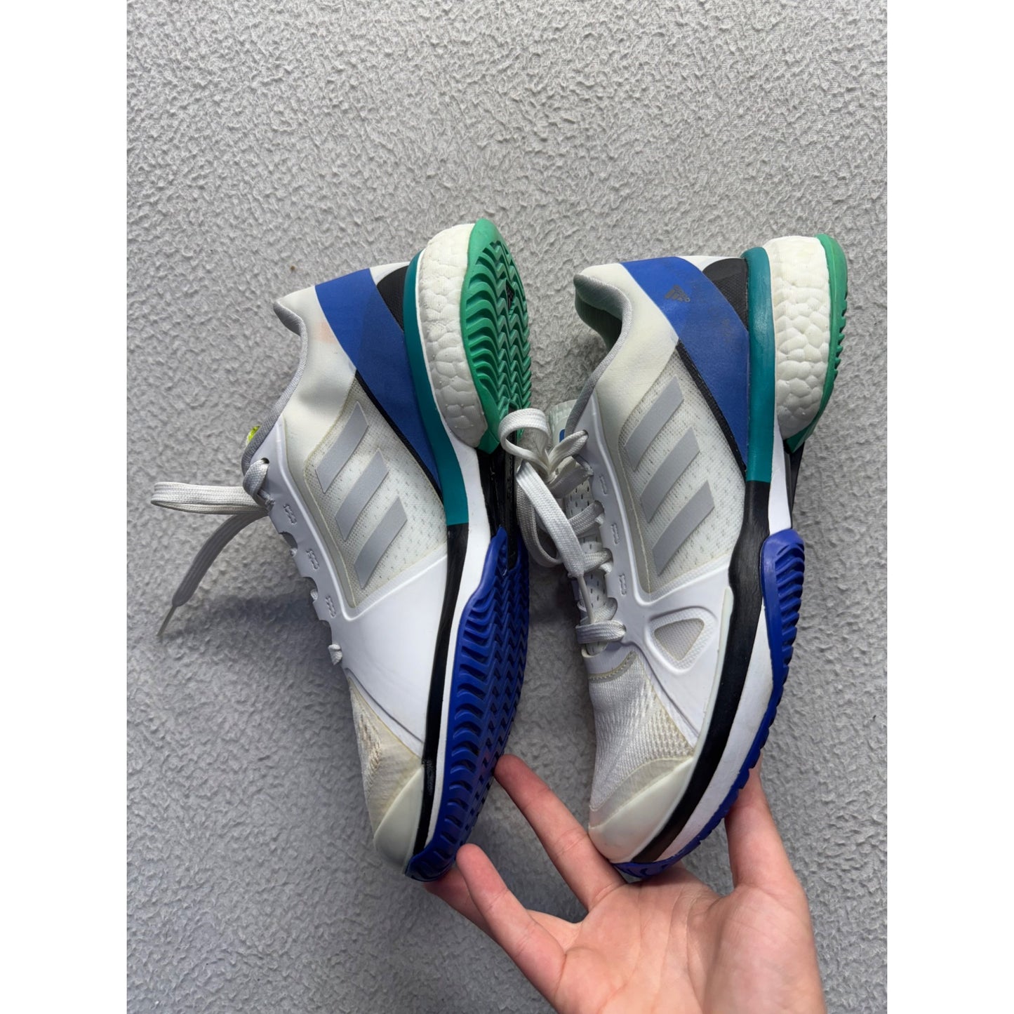 Adidas Stella McCartney Barricade Tennis Shoes White Blue Green Size 8.5 #9791