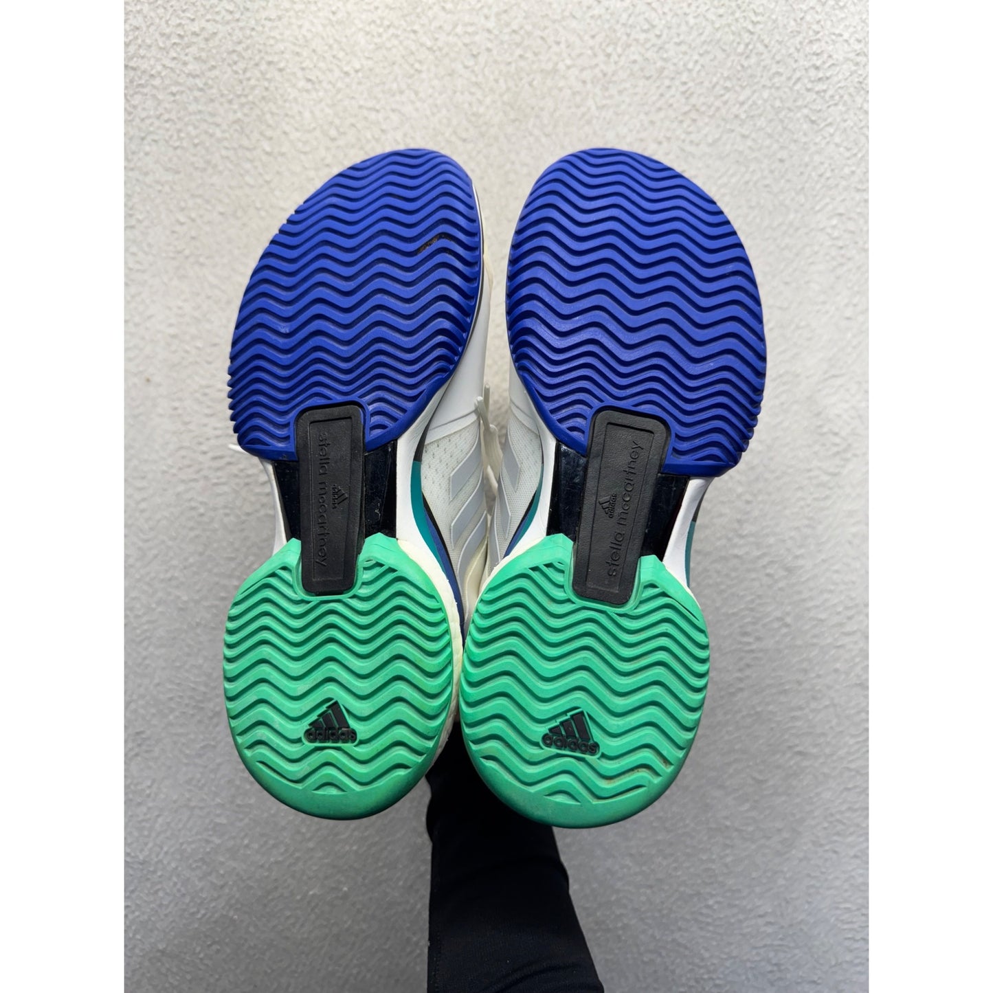 Adidas Stella McCartney Barricade Tennis Shoes White Blue Green Size 8.5 #9791