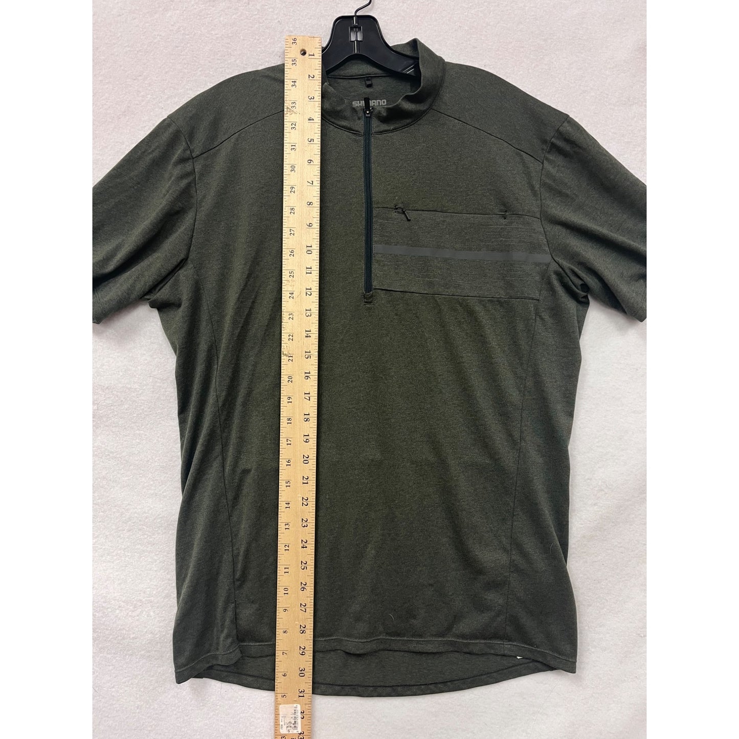 Shimano Mens XL Green Cycling Shirt With Half-Zip & Reflective Strip #6522