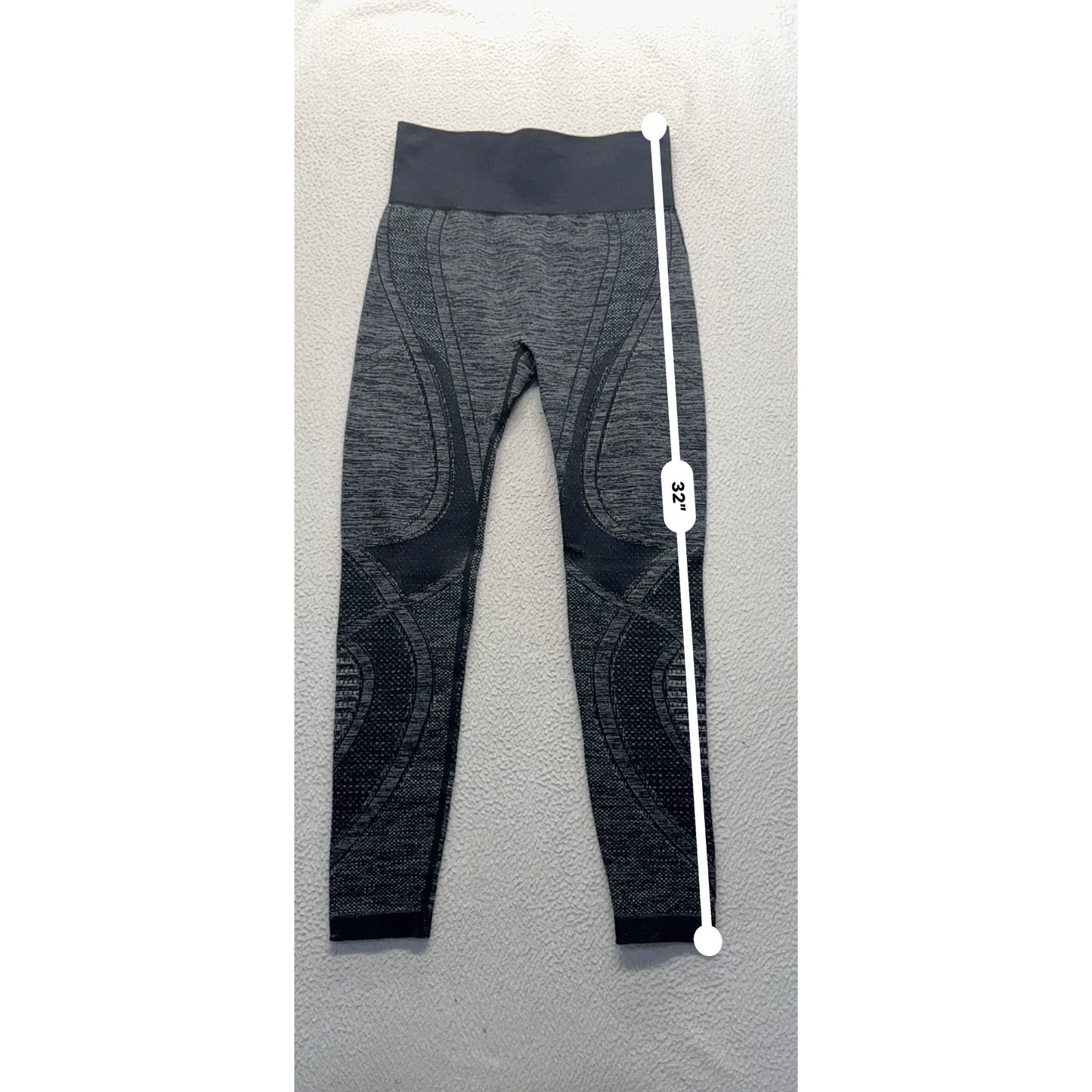 Seamless Gray & Black High-Waisted Leggings Size S Stretchy #9921