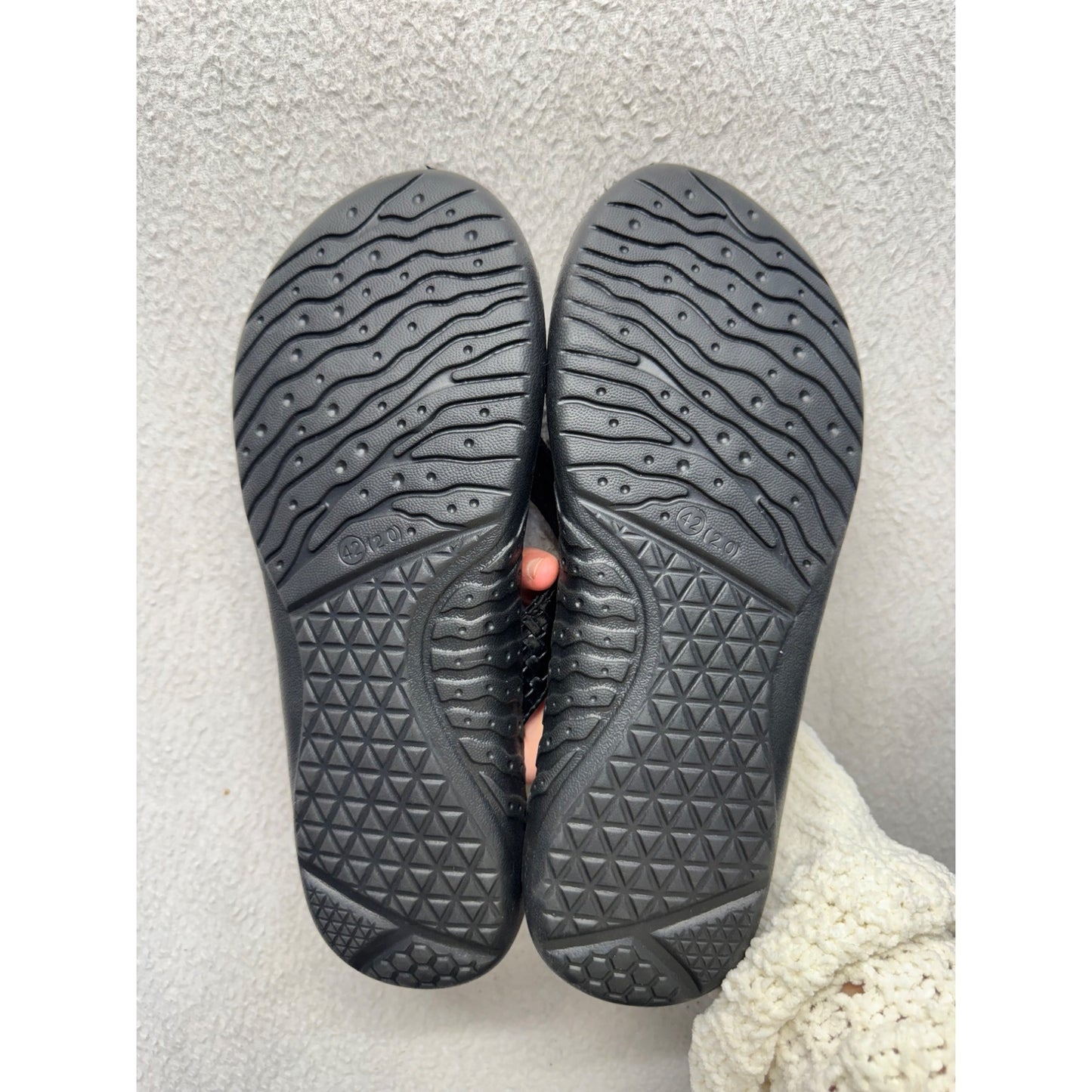 Black Slip-On Textured Flip Flop Sandals With Cushioned Sole Size 42 EU #9835
