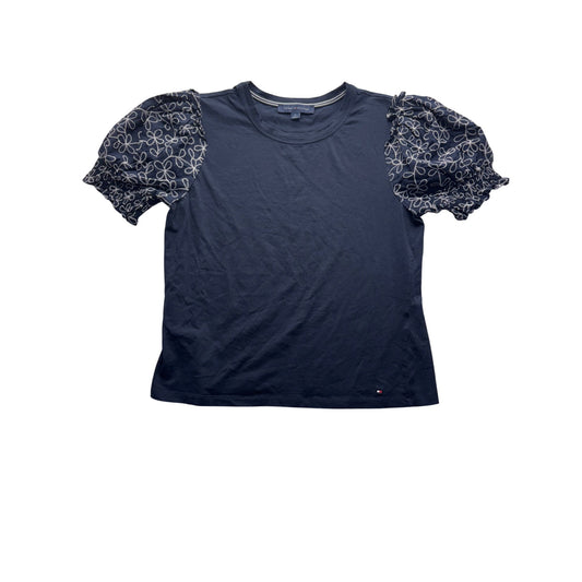 Tommy Hilfiger Navy Blue Puff Sleeve Embroidered T-Shirt Size M #9719