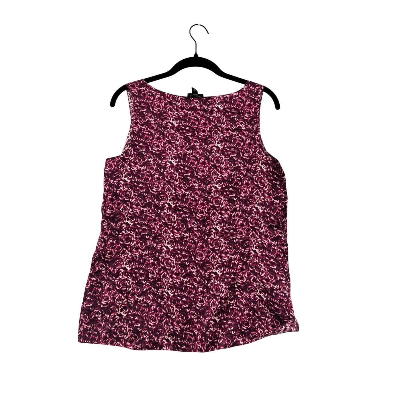 Ann Taylor Womens Petite Sleeveless Top MP Pink & White Floral Print 100% Silk #6735