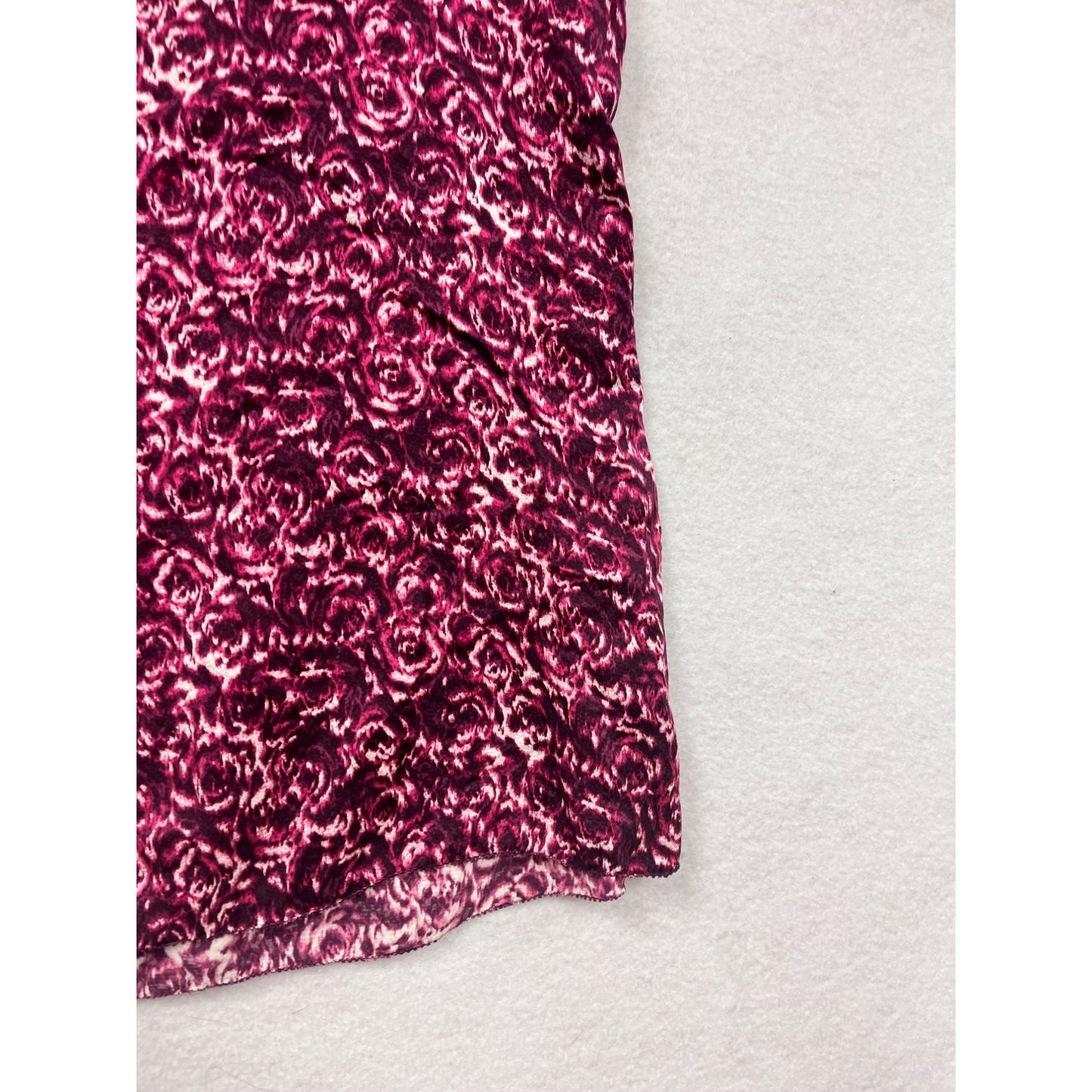 Ann Taylor Womens Petite Sleeveless Top MP Pink & White Floral Print 100% Silk #6735