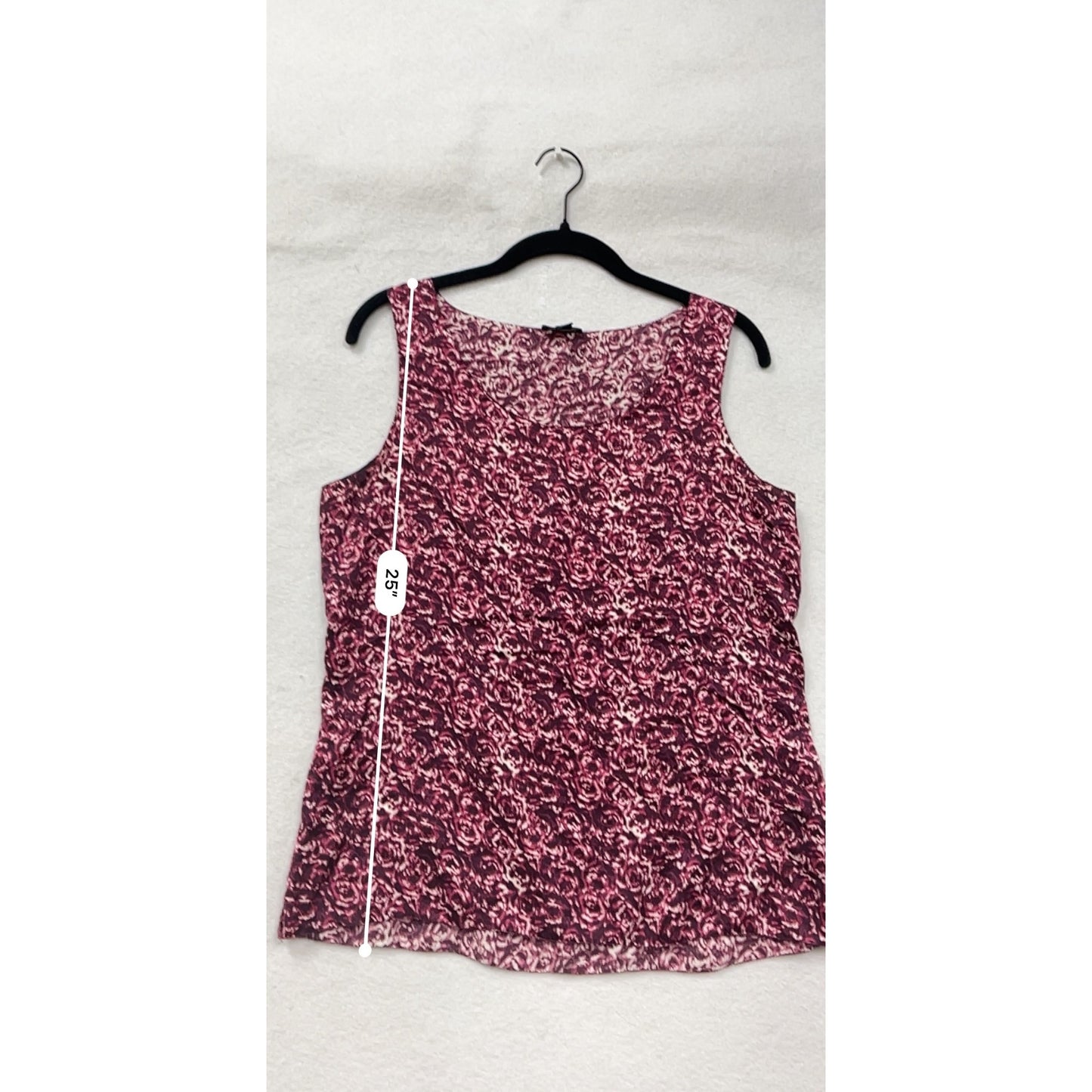 Ann Taylor Womens Petite Sleeveless Top MP Pink & White Floral Print 100% Silk #6735