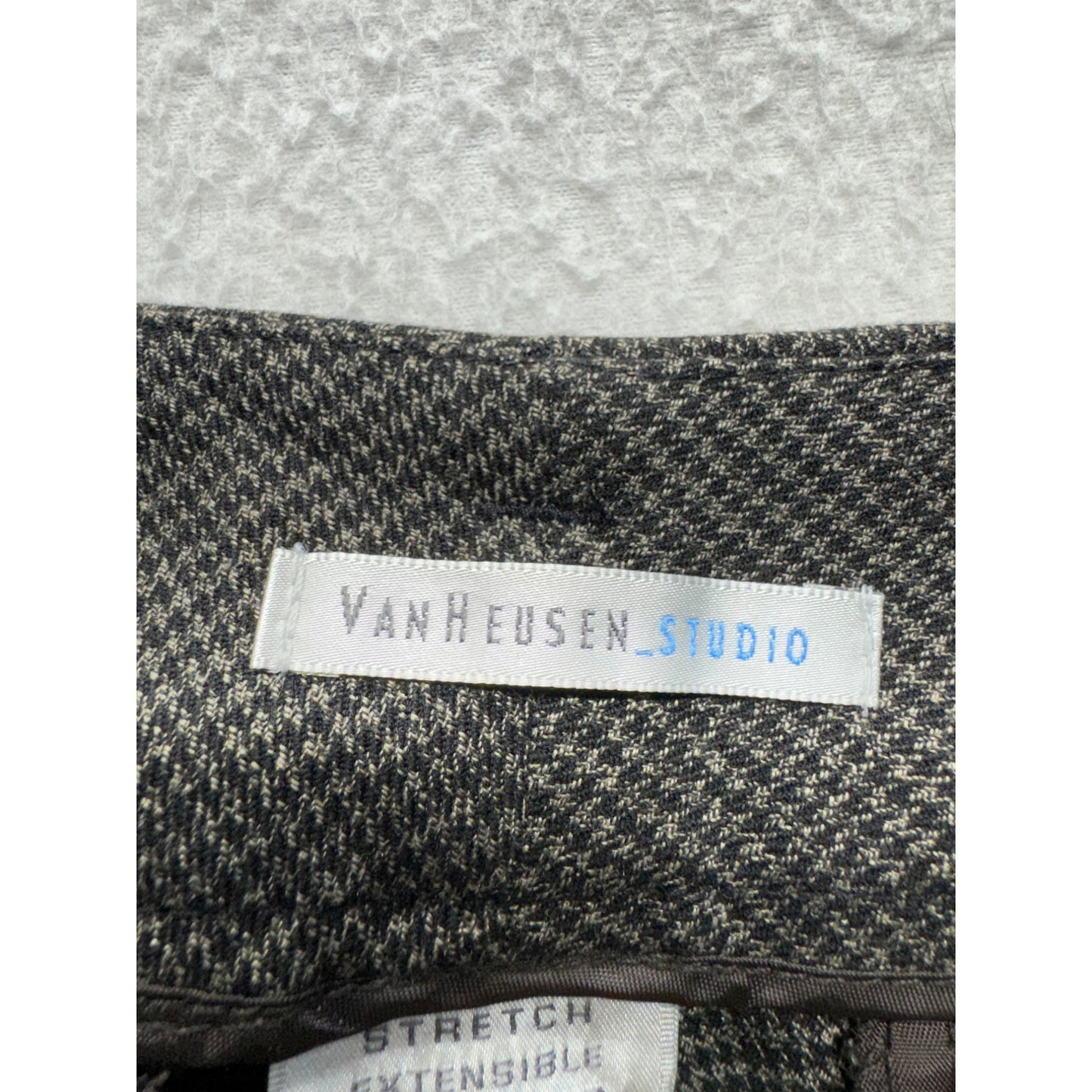 Van Heusen Studio Stretch Trousers Size 10 Gray Textured Polyester Blend #9265