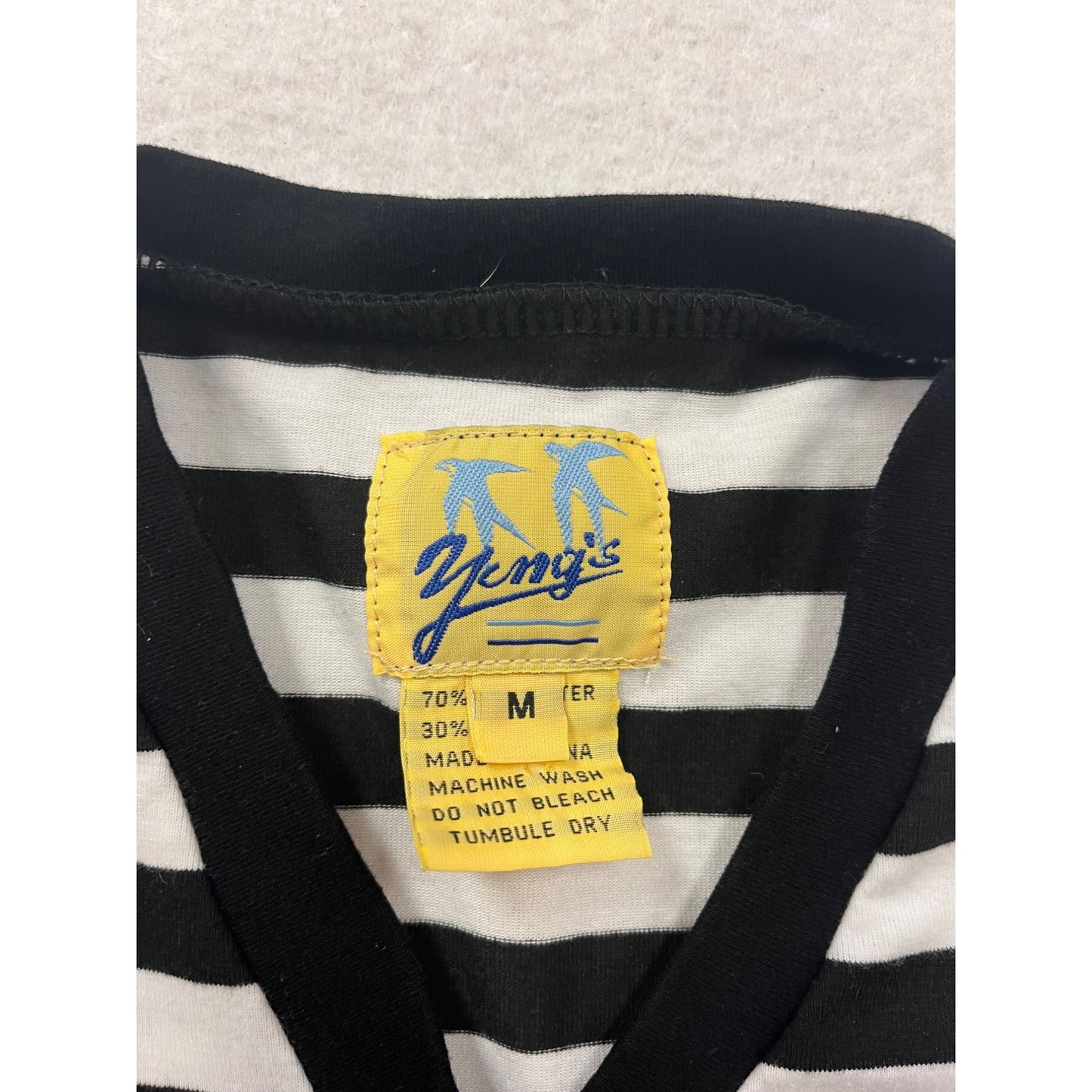 Medium Black & White Striped V-Neck T-Shirt #8587