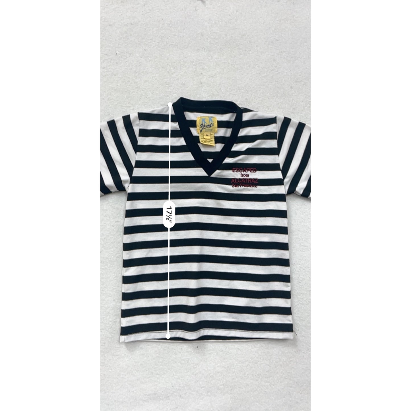 Medium Black & White Striped V-Neck T-Shirt #8587