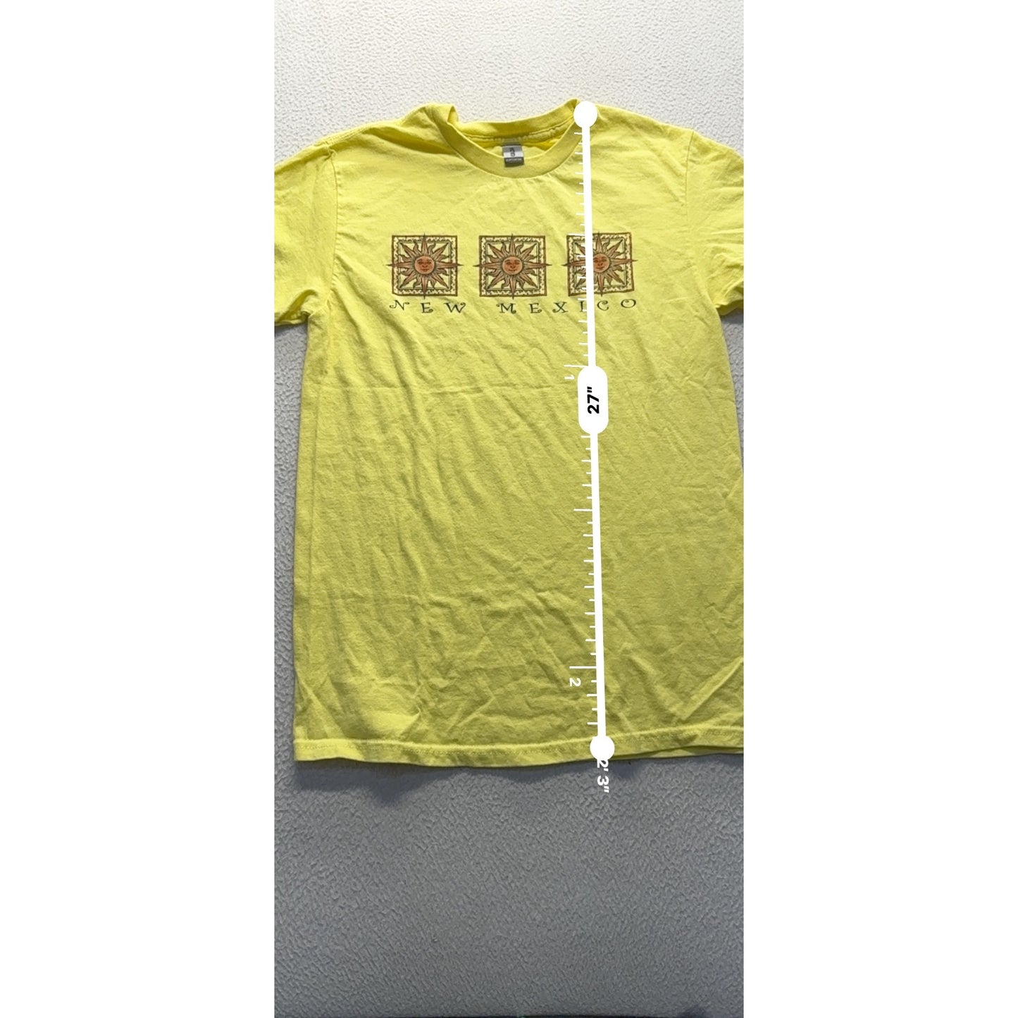 New Mexico Sun Graphic Yellow T-Shirt S Gildan Heavy Cotton 280B