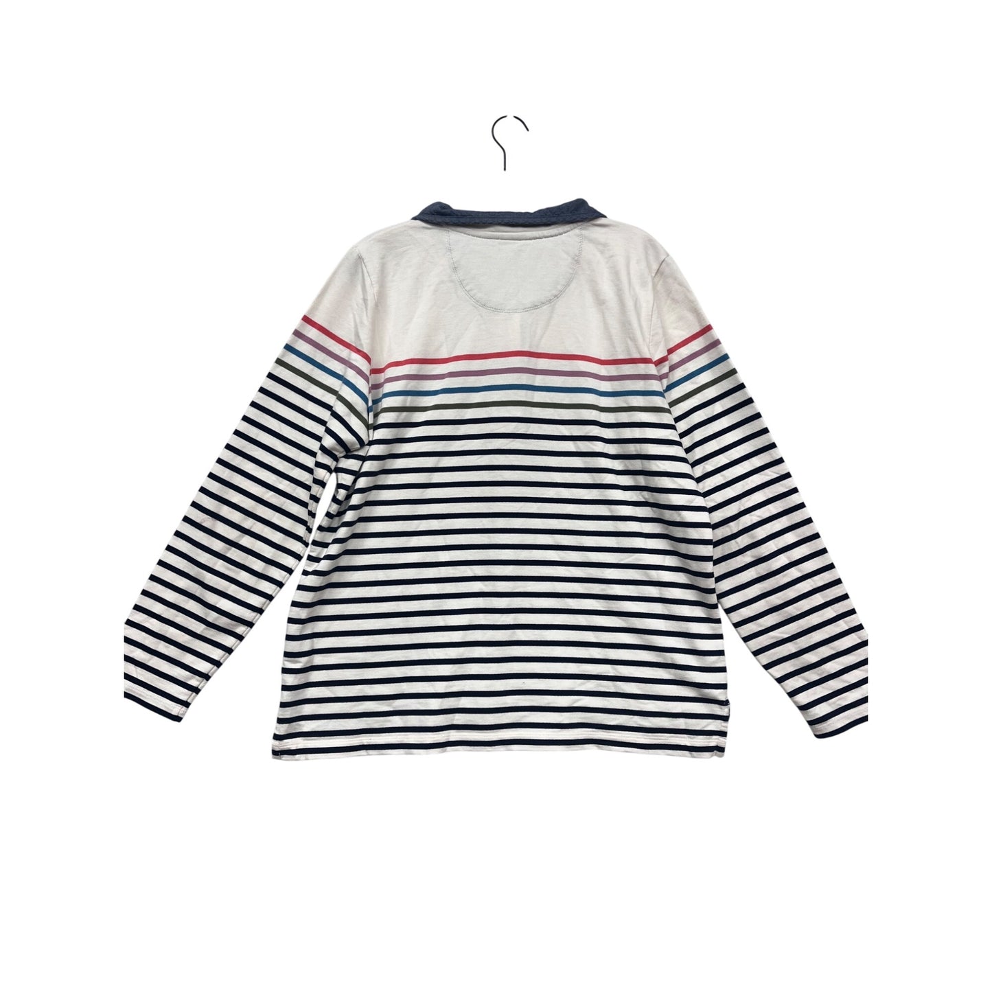 L.L. Bean Striped Pullover Long Sleeve Top Blue & White Cotton Size L #281A