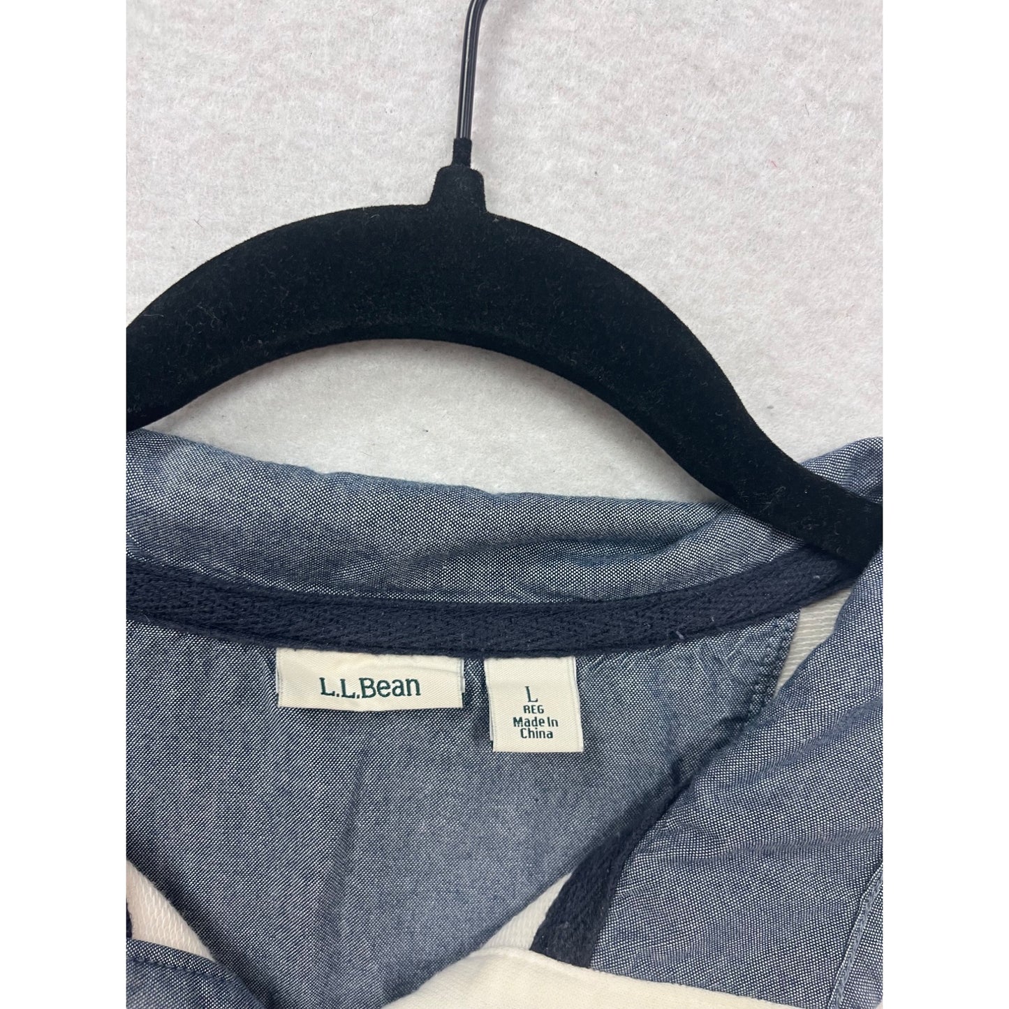 L.L. Bean Striped Pullover Long Sleeve Top Blue & White Cotton Size L #281A