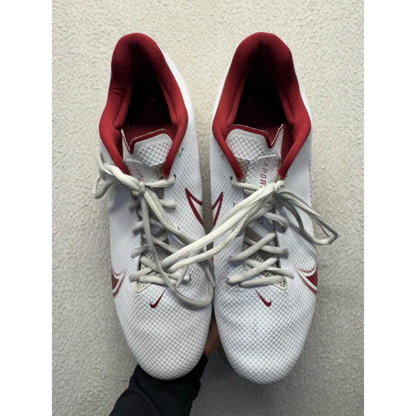 Nike Vapor Edge Pro 360 White & Red Football Cleats #391B
